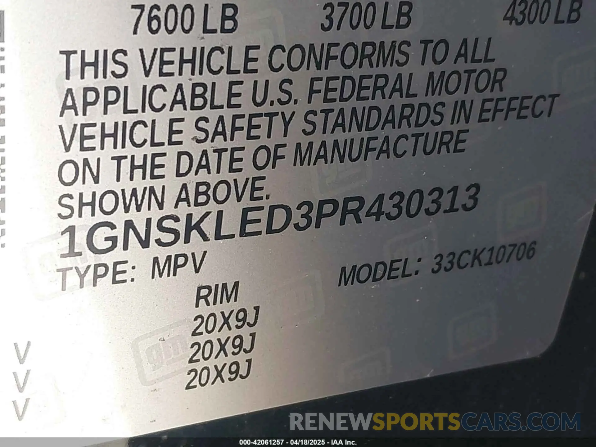 9 Photograph of a damaged car 1GNSKLED3PR430313 CHEVROLET TAHOE 2023