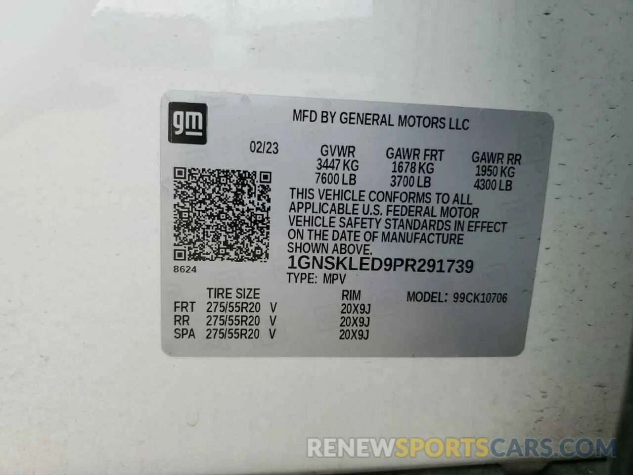 12 Photograph of a damaged car 1GNSKLED9PR291739 CHEVROLET TAHOE 2023