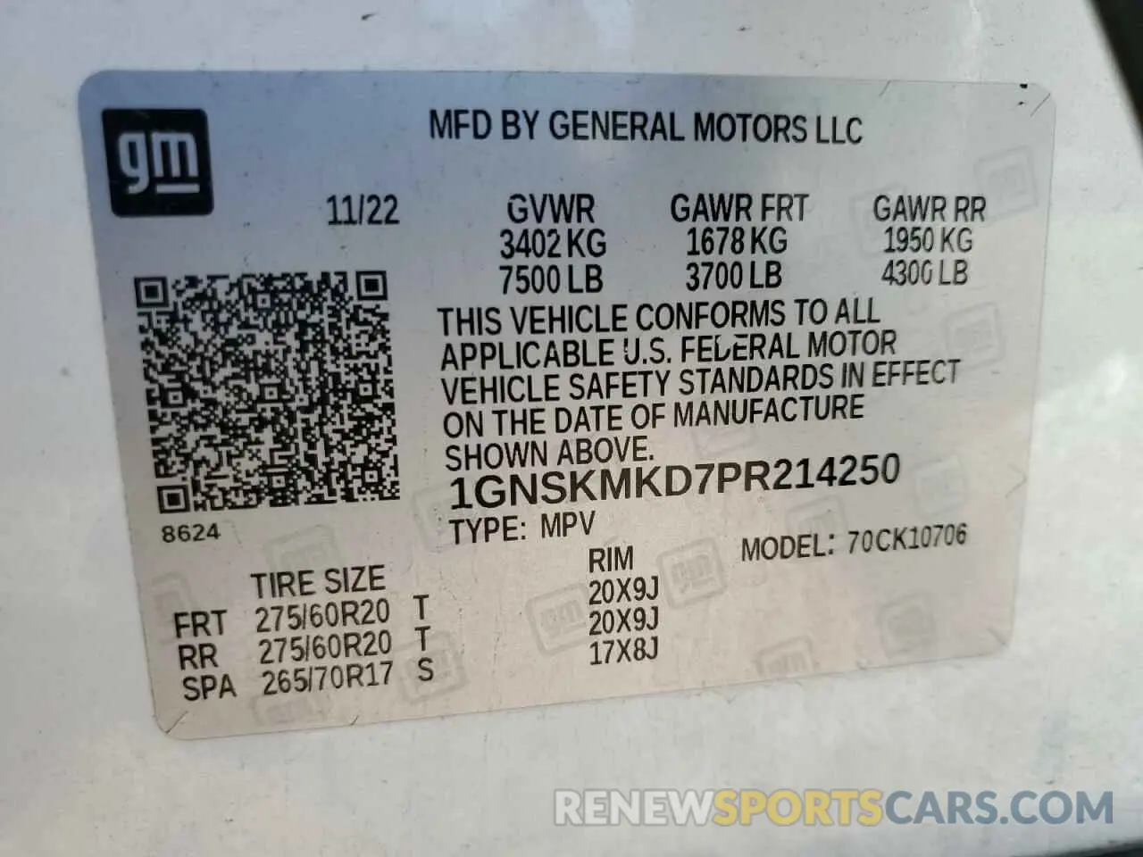 14 Photograph of a damaged car 1GNSKMKD7PR214250 CHEVROLET TAHOE 2023