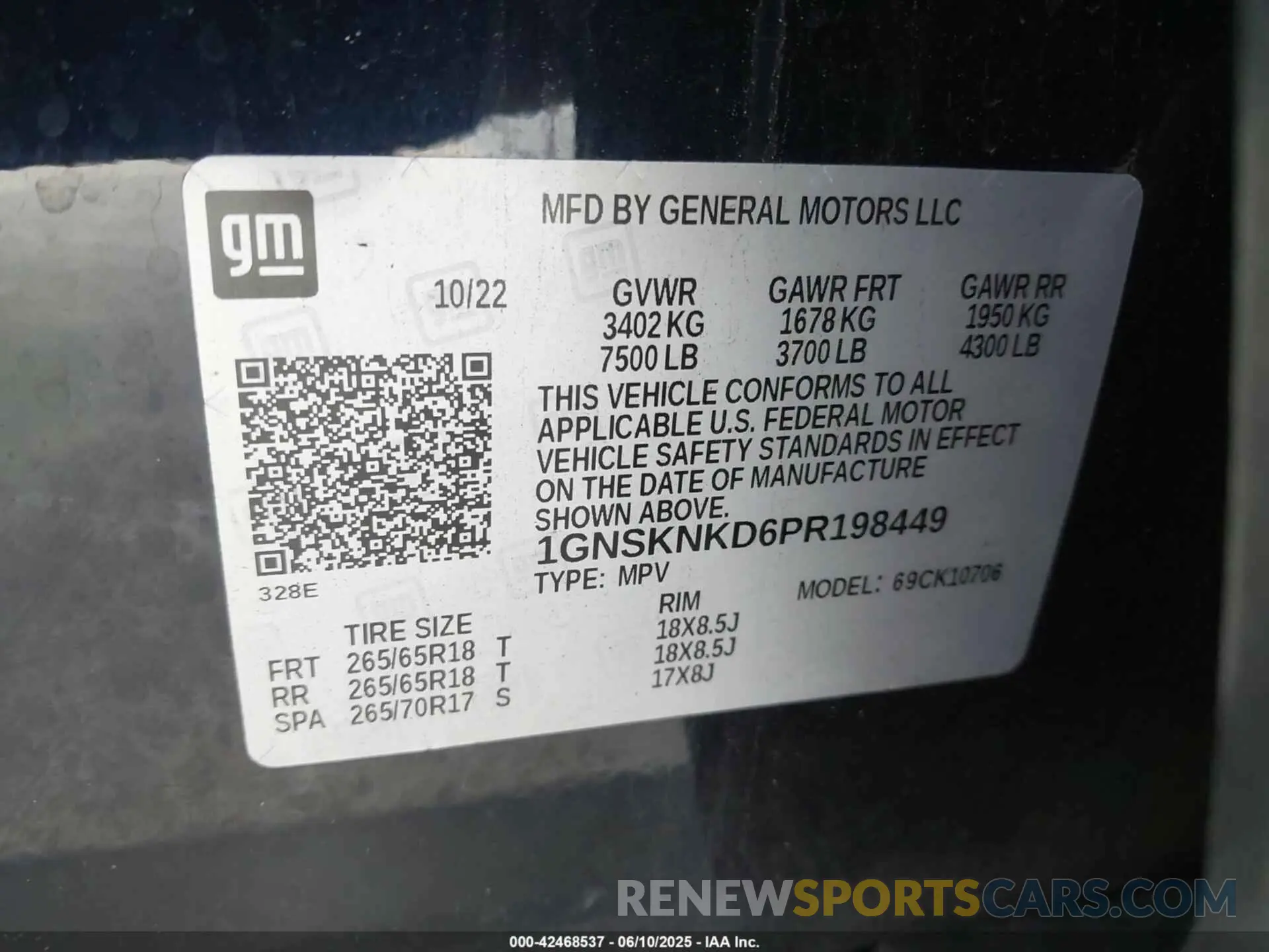 9 Photograph of a damaged car 1GNSKNKD6PR198449 CHEVROLET TAHOE 2023