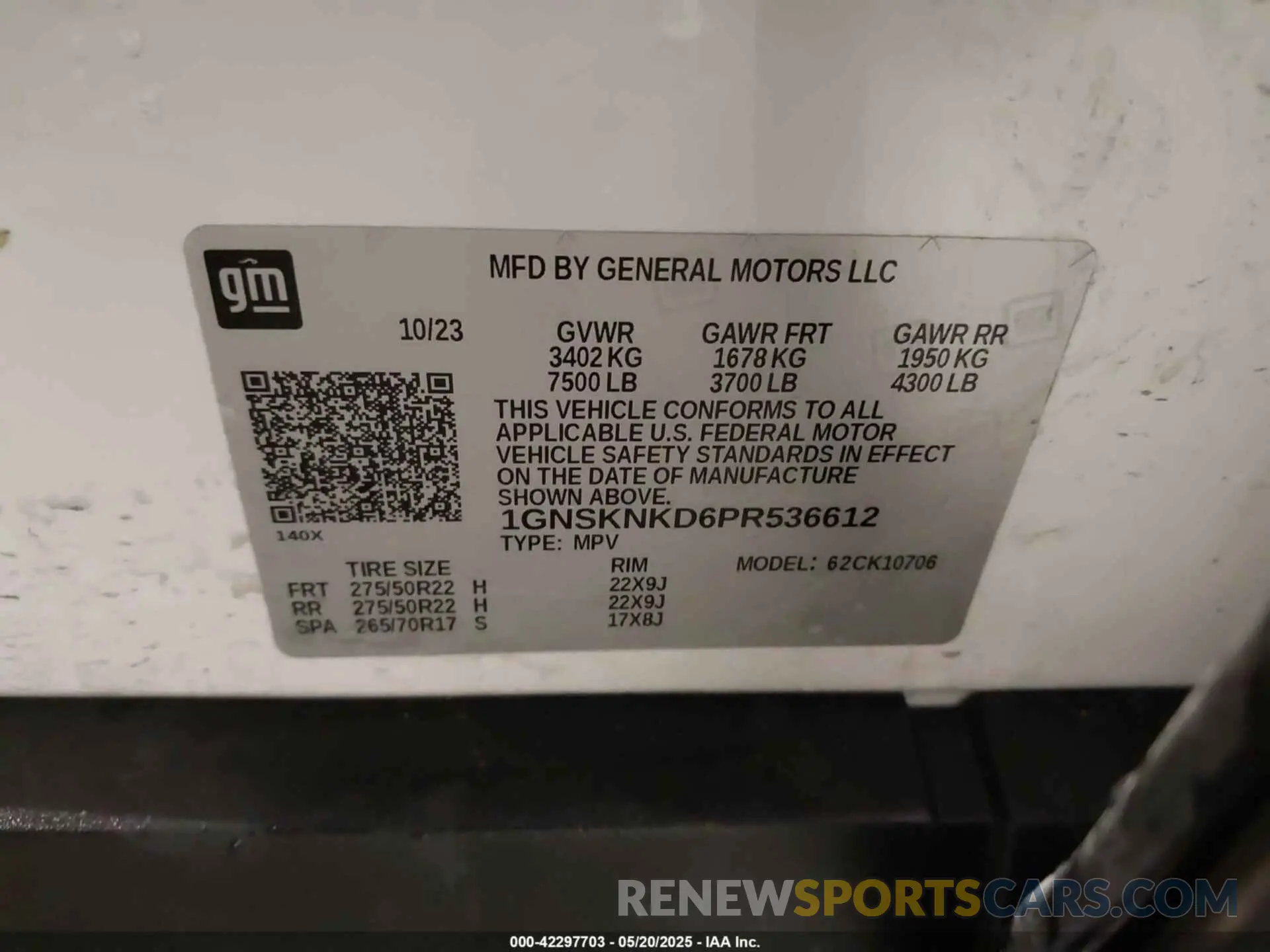 9 Фотография поврежденного автомобиля 1GNSKNKD6PR536612 CHEVROLET TAHOE 2023