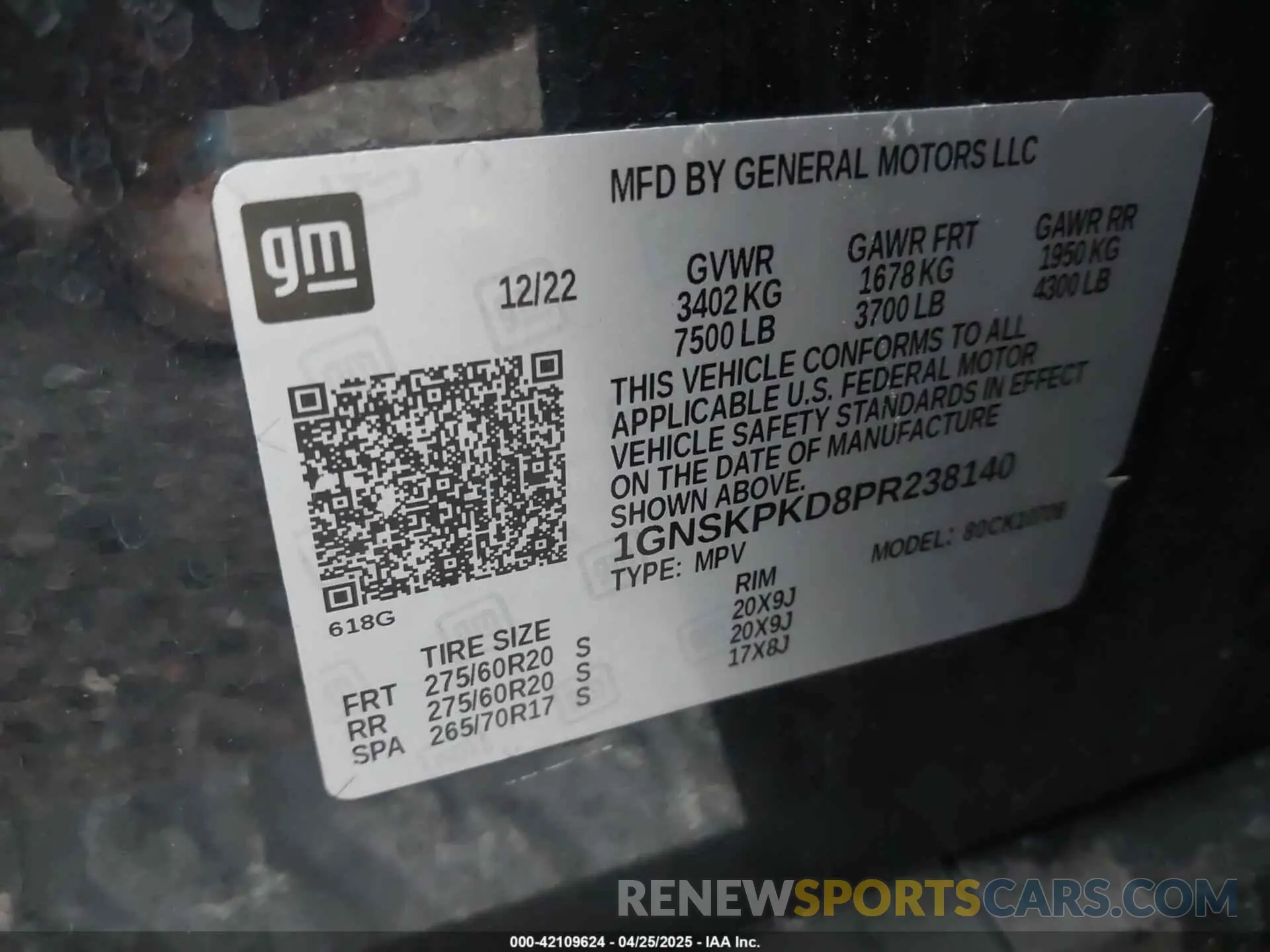 9 Photograph of a damaged car 1GNSKPKD8PR238140 CHEVROLET TAHOE 2023