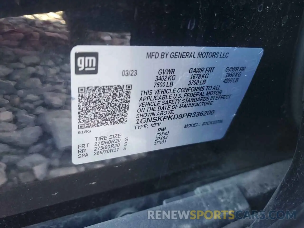 15 Фотография поврежденного автомобиля 1GNSKPKD8PR336200 CHEVROLET TAHOE 2023