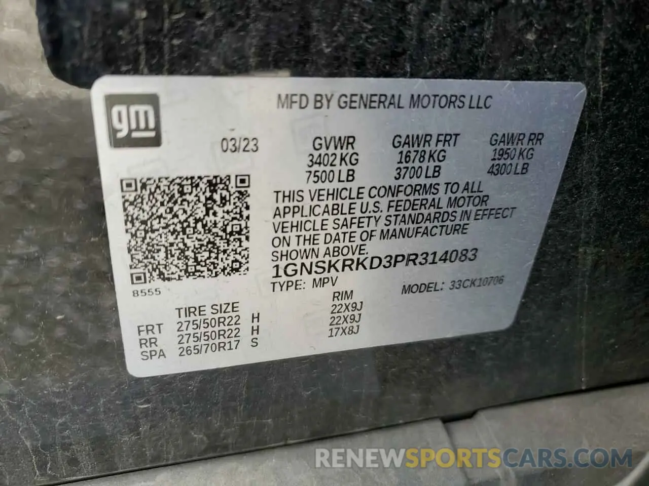 13 Фотография поврежденного автомобиля 1GNSKRKD3PR314083 CHEVROLET TAHOE 2023
