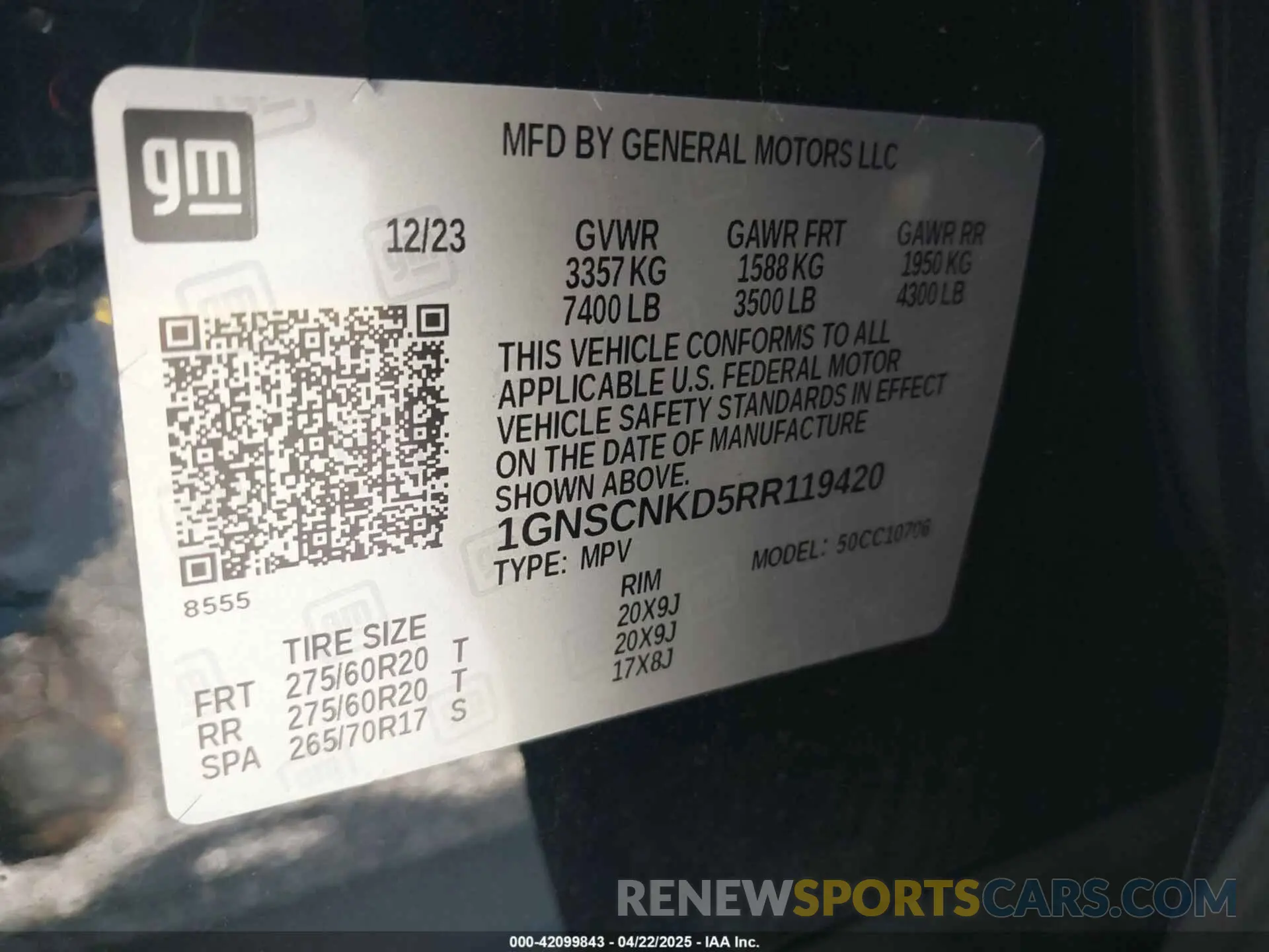 9 Фотография поврежденного автомобиля 1GNSCNKD5RR119420 CHEVROLET TAHOE 2024