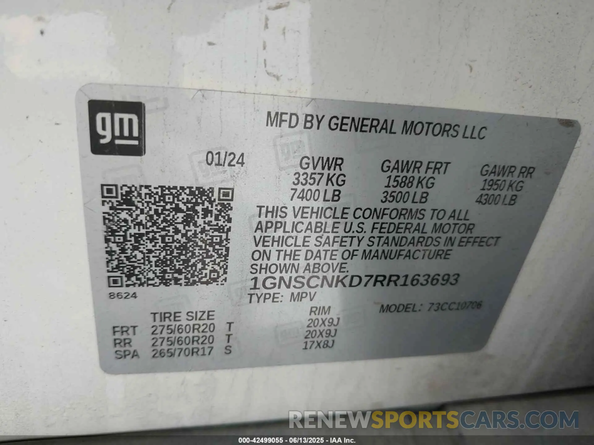 9 Photograph of a damaged car 1GNSCNKD7RR163693 CHEVROLET TAHOE 2024