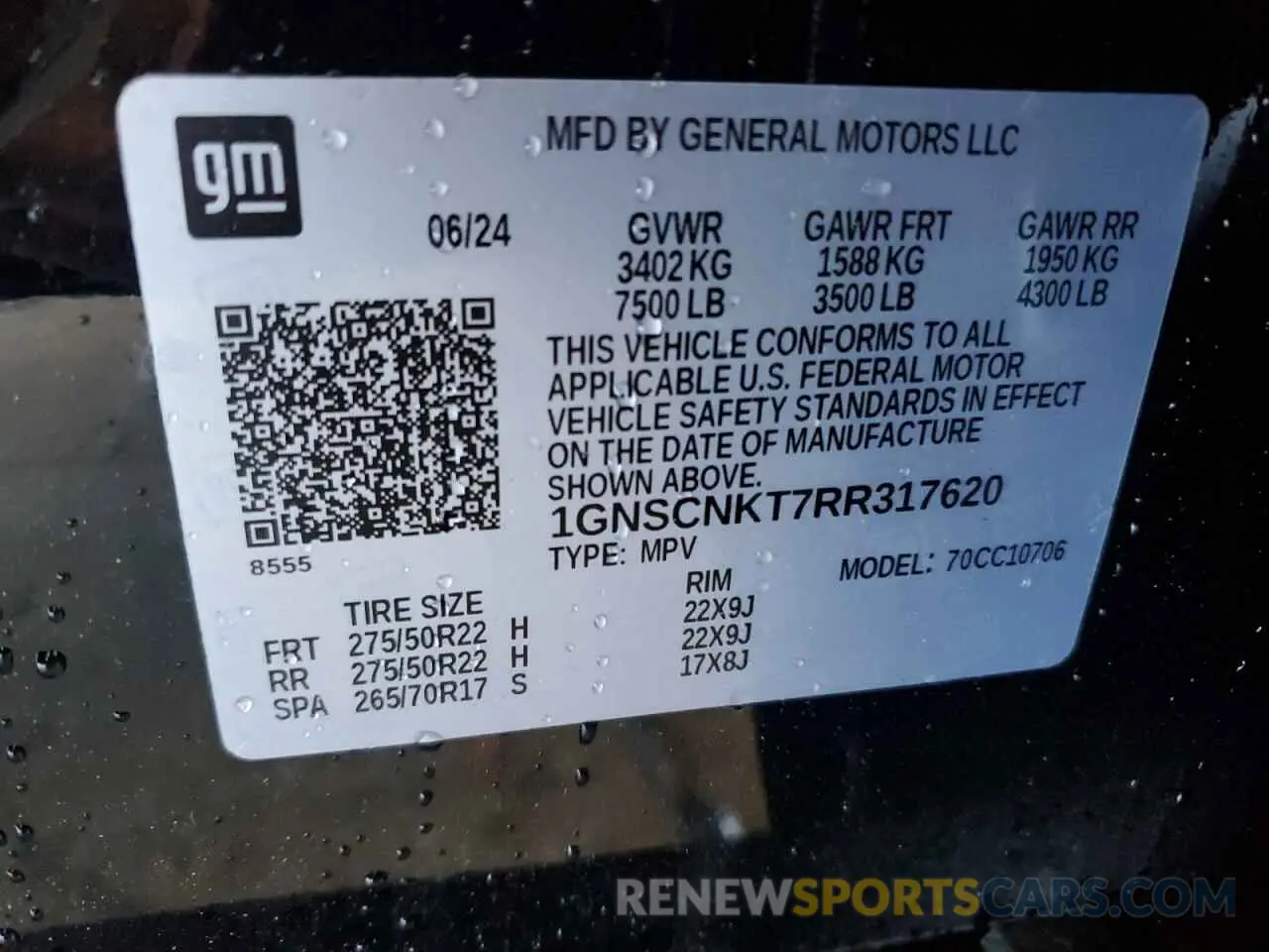 13 Фотография поврежденного автомобиля 1GNSCNKT7RR317620 CHEVROLET TAHOE 2024