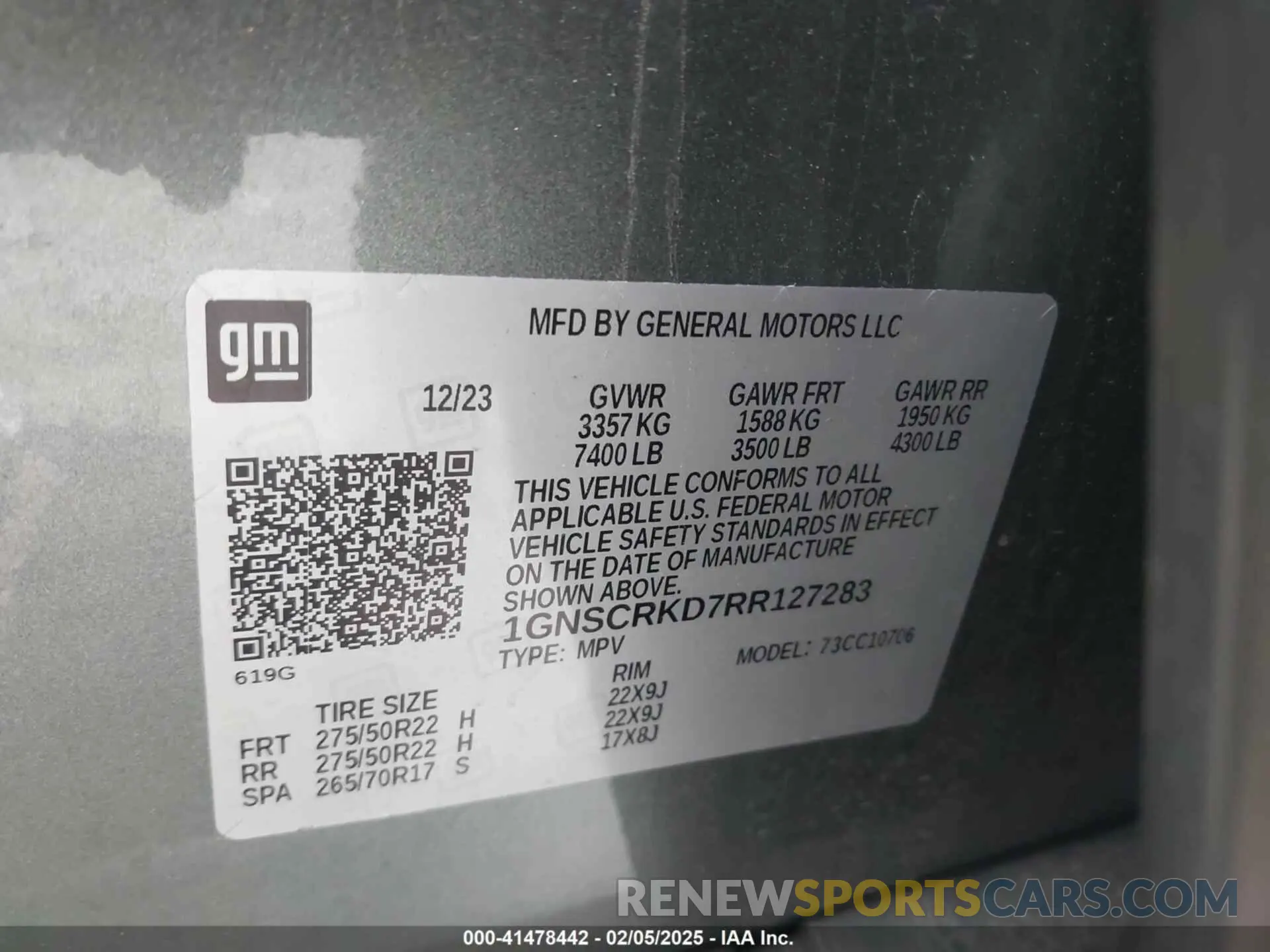 9 Фотография поврежденного автомобиля 1GNSCRKD7RR127283 CHEVROLET TAHOE 2024
