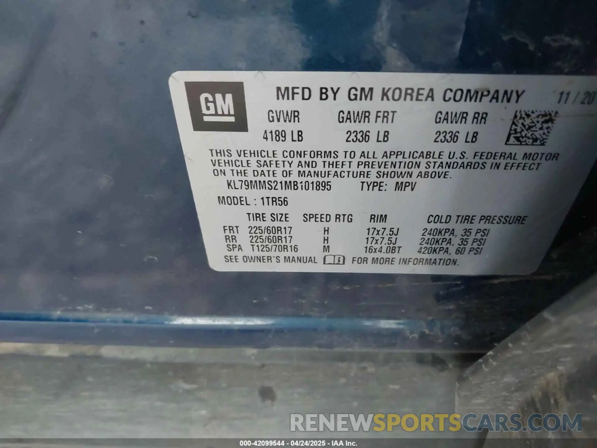 9 Фотография поврежденного автомобиля KL79MMS21MB101895 CHEVROLET TRAILBLAZER 2021