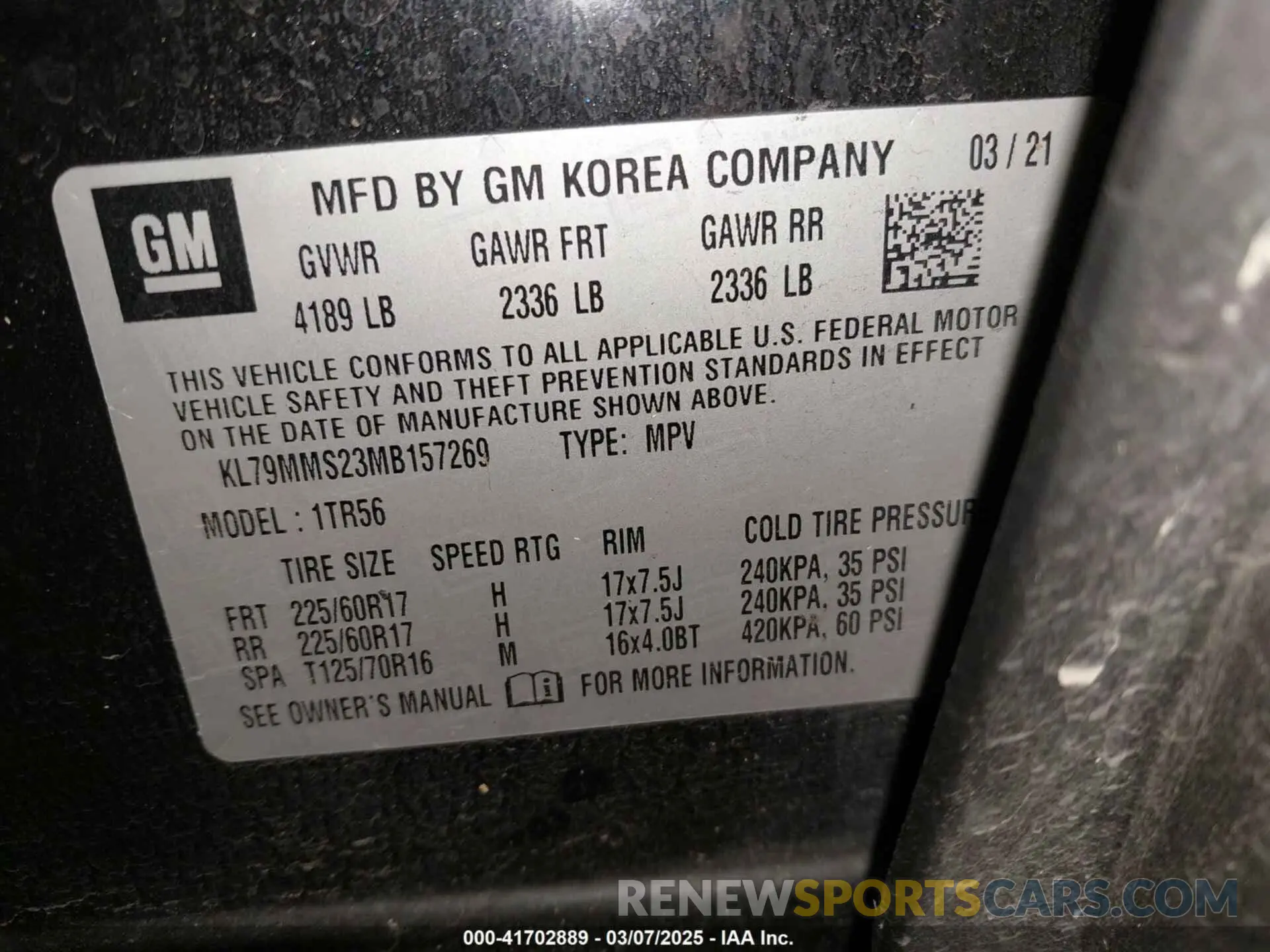 9 Фотография поврежденного автомобиля KL79MMS23MB157269 CHEVROLET TRAILBLAZER 2021