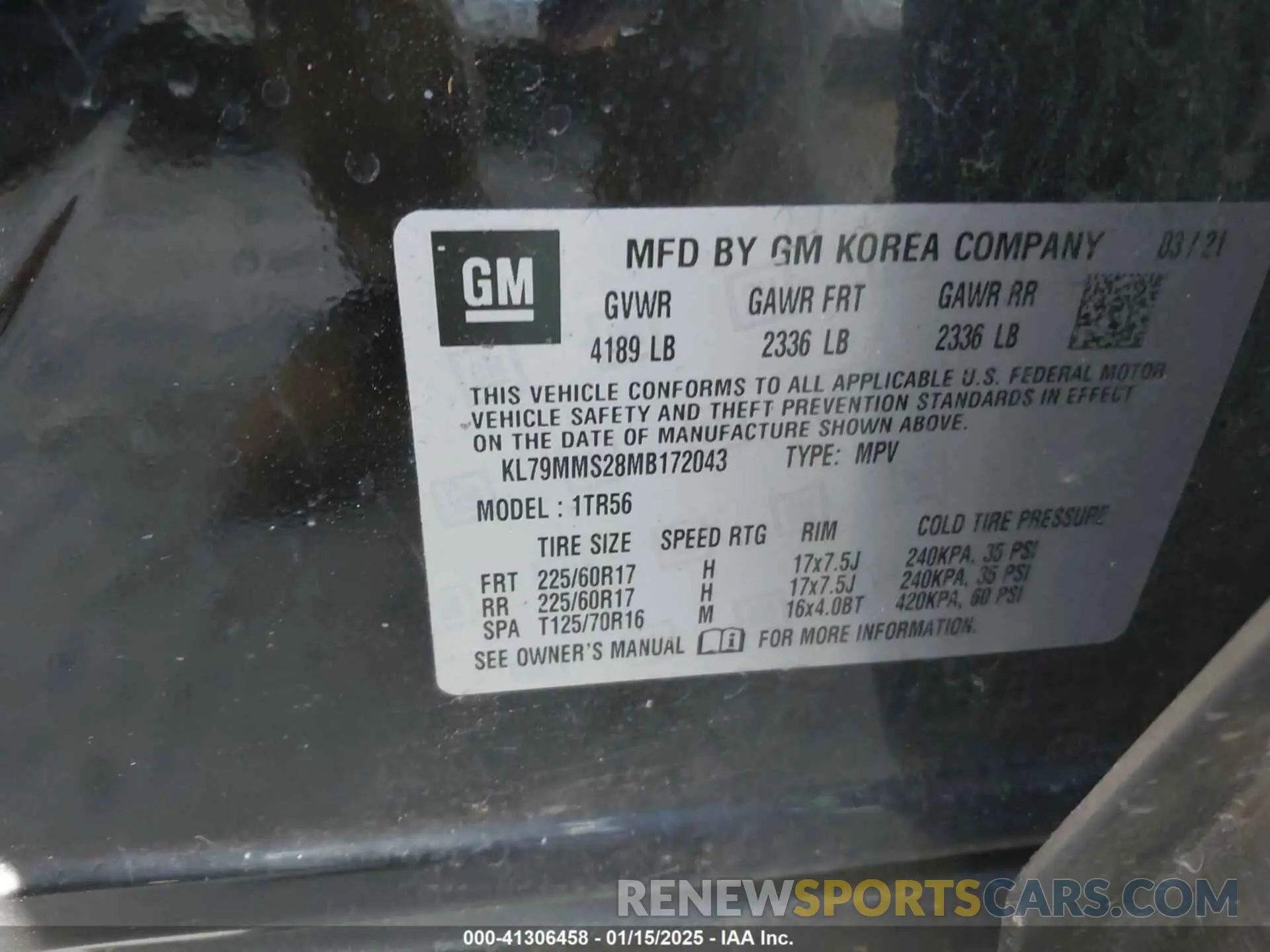 9 Photograph of a damaged car KL79MMS28MB172043 CHEVROLET TRAILBLAZER 2021