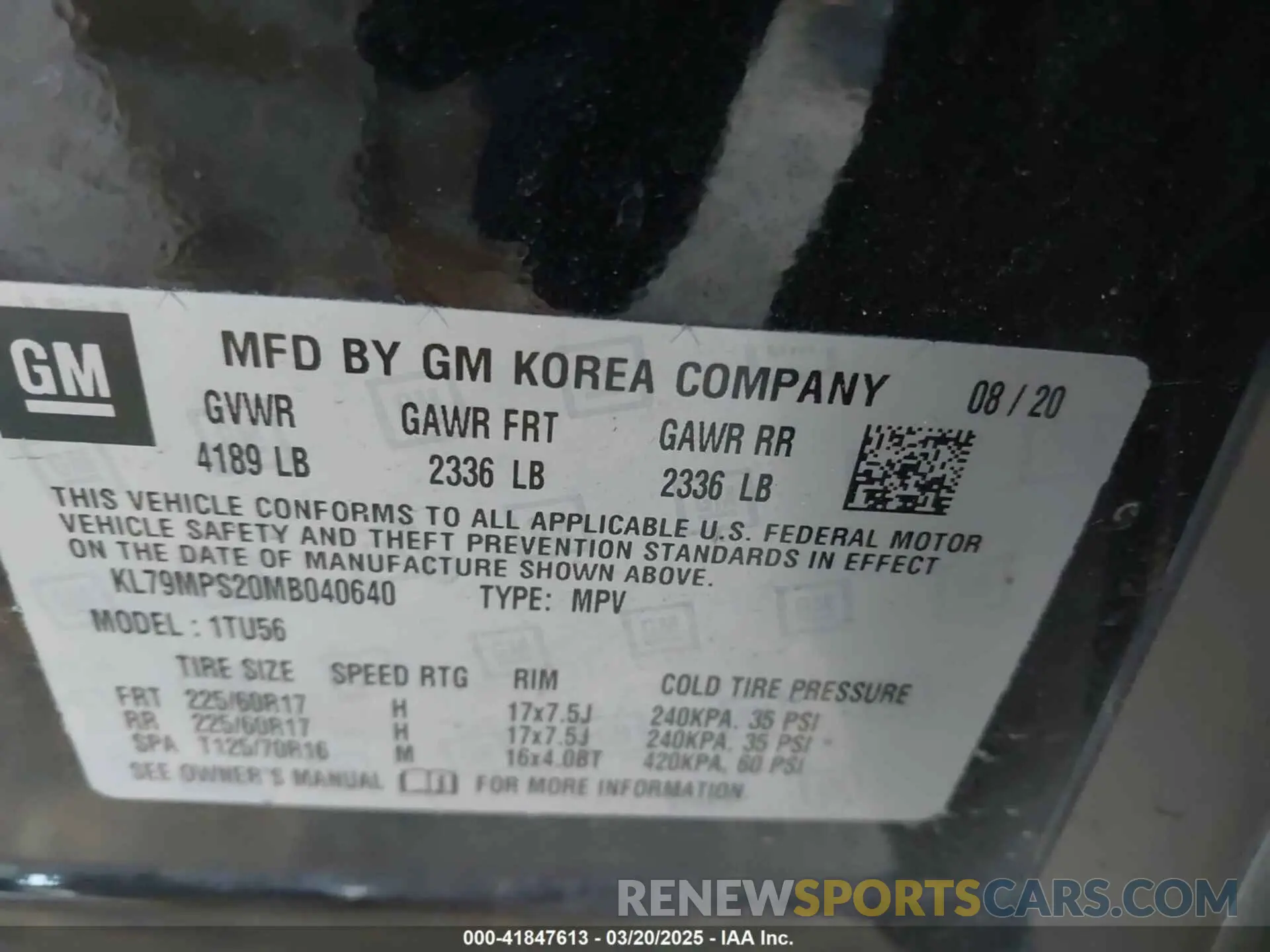 9 Фотография поврежденного автомобиля KL79MPS20MB040640 CHEVROLET TRAILBLAZER 2021