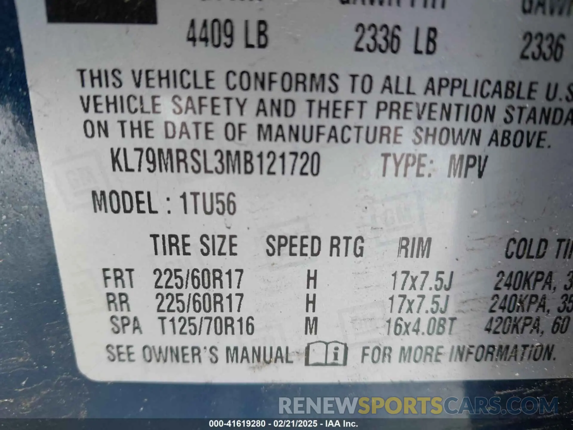 9 Photograph of a damaged car KL79MRSL3MB121720 CHEVROLET TRAILBLAZER 2021