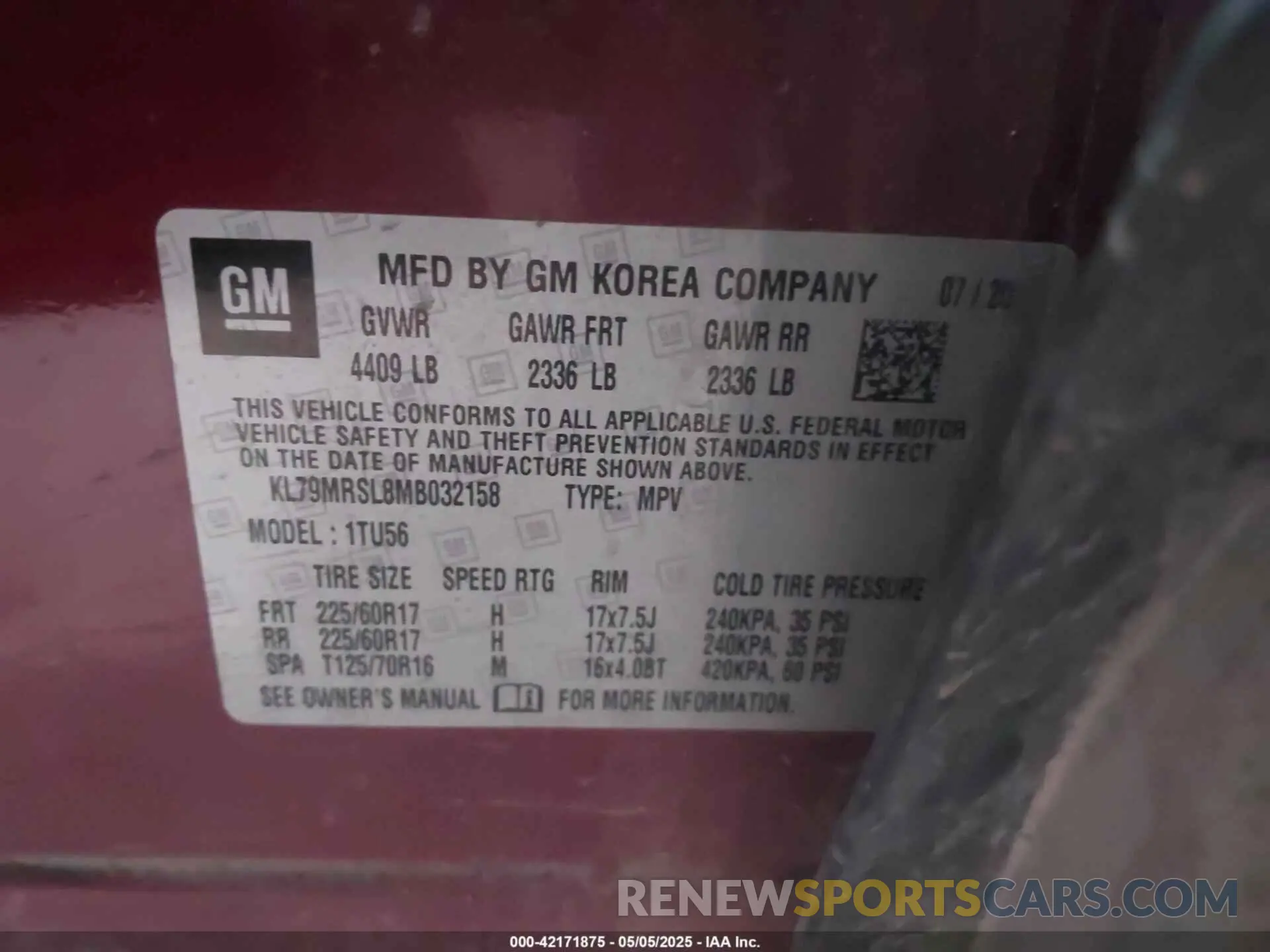 9 Photograph of a damaged car KL79MRSL8MB032158 CHEVROLET TRAILBLAZER 2021