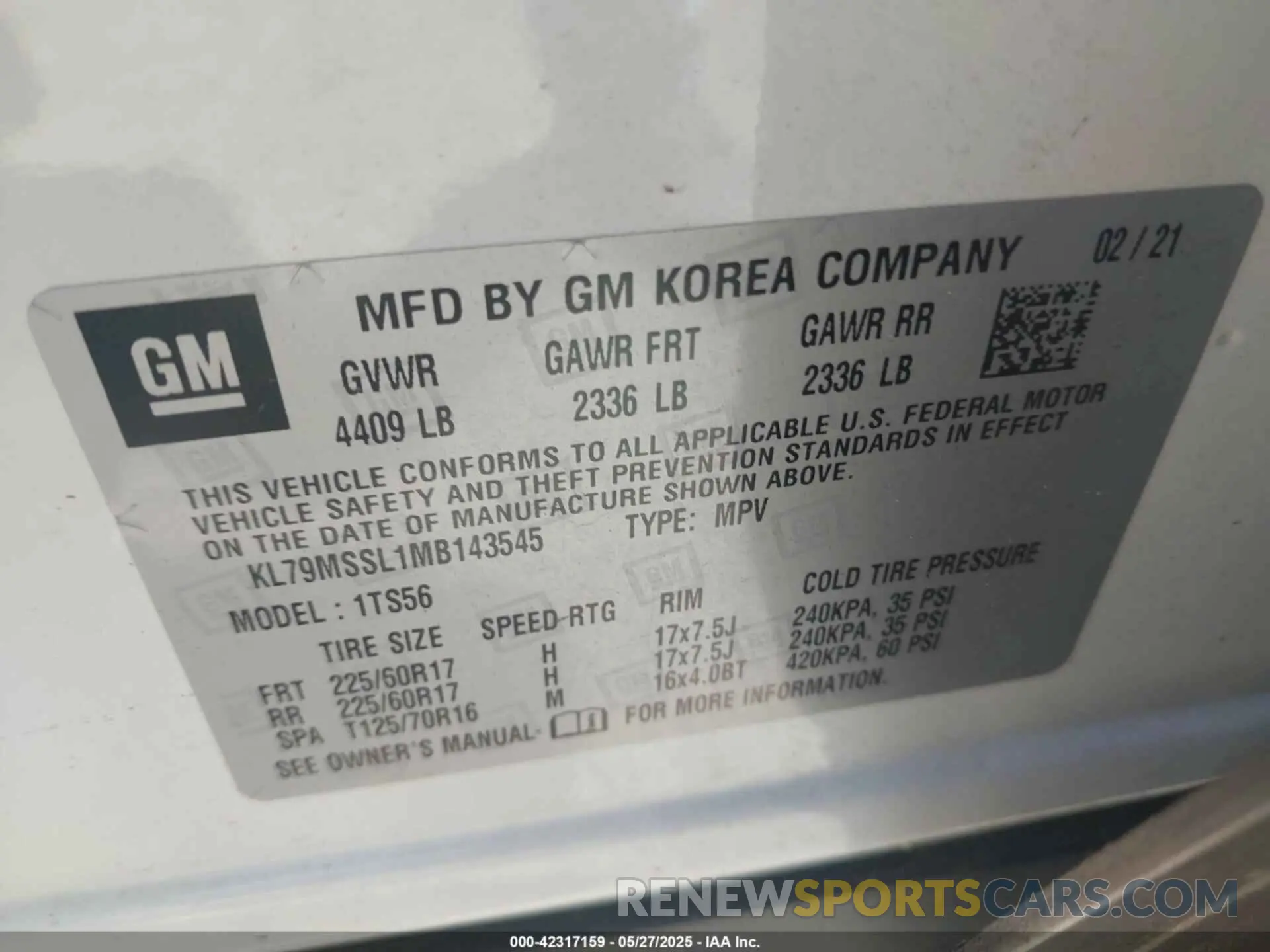9 Photograph of a damaged car KL79MSSL1MB143545 CHEVROLET TRAILBLAZER 2021