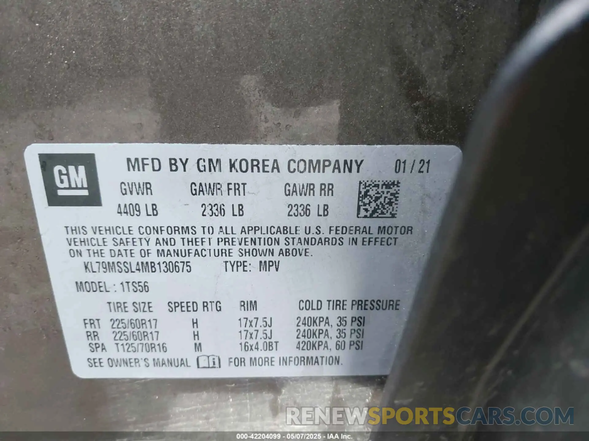 9 Photograph of a damaged car KL79MSSL4MB130675 CHEVROLET TRAILBLAZER 2021