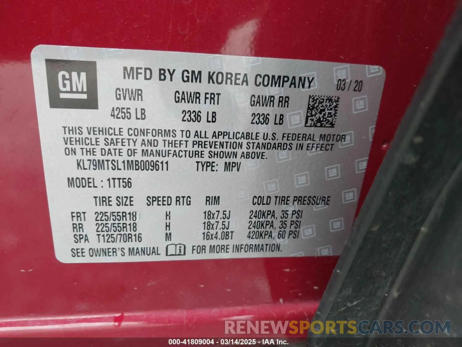 9 Photograph of a damaged car KL79MTSL1MB009611 CHEVROLET TRAILBLAZER 2021