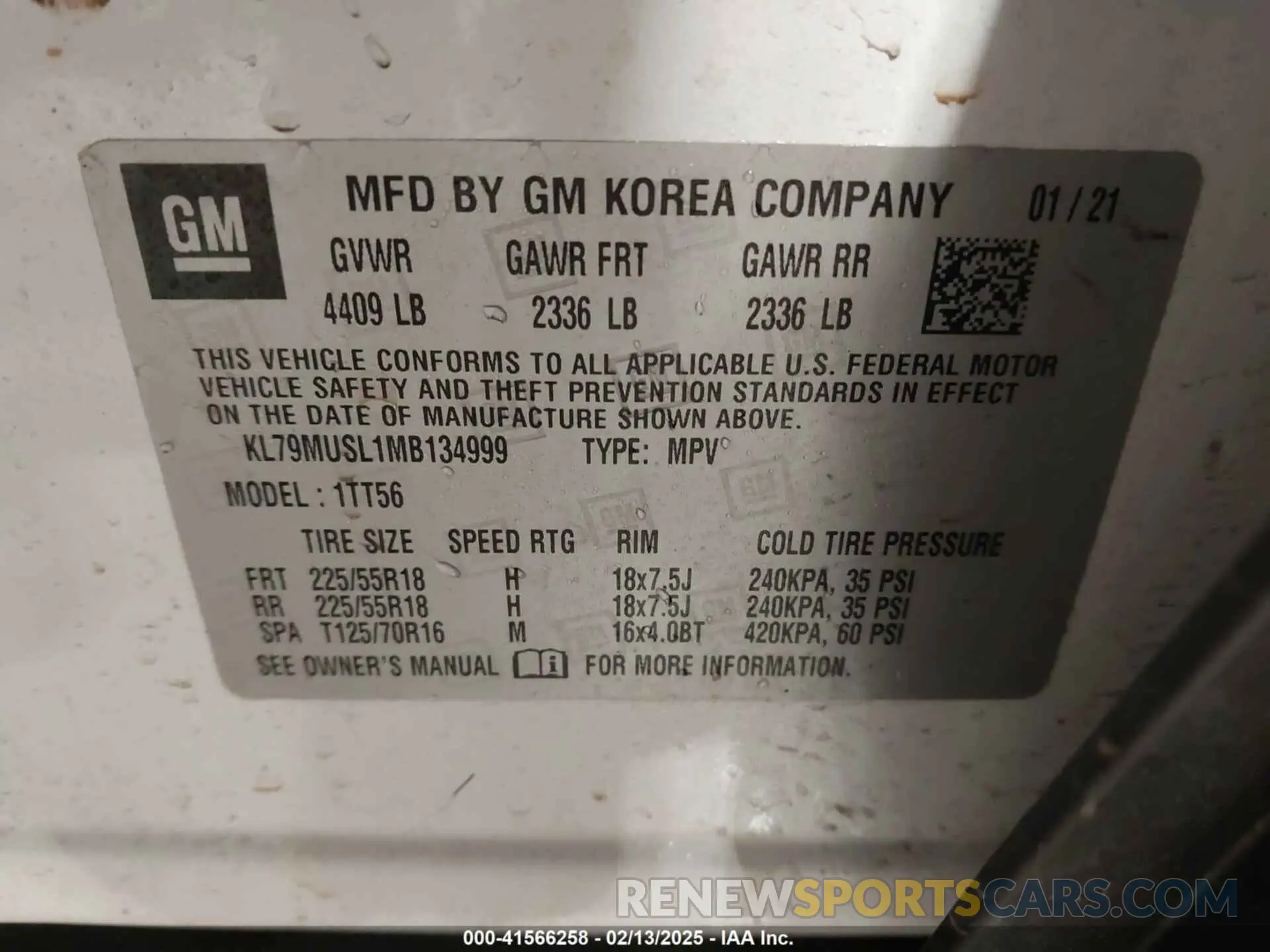 9 Фотография поврежденного автомобиля KL79MUSL1MB134999 CHEVROLET TRAILBLAZER 2021