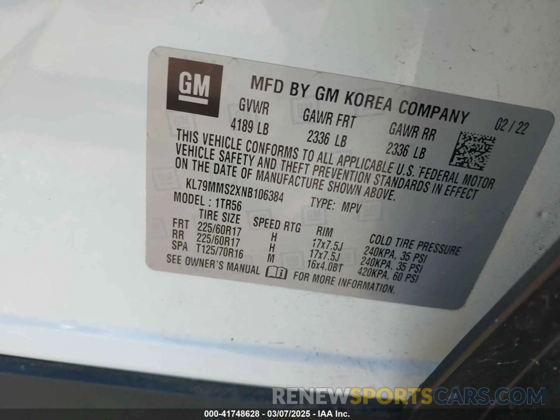 9 Photograph of a damaged car KL79MMS2XNB106384 CHEVROLET TRAILBLAZER 2022