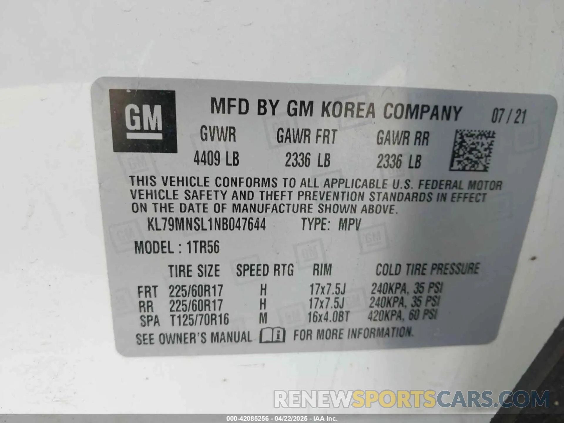 9 Фотография поврежденного автомобиля KL79MNSL1NB047644 CHEVROLET TRAILBLAZER 2022