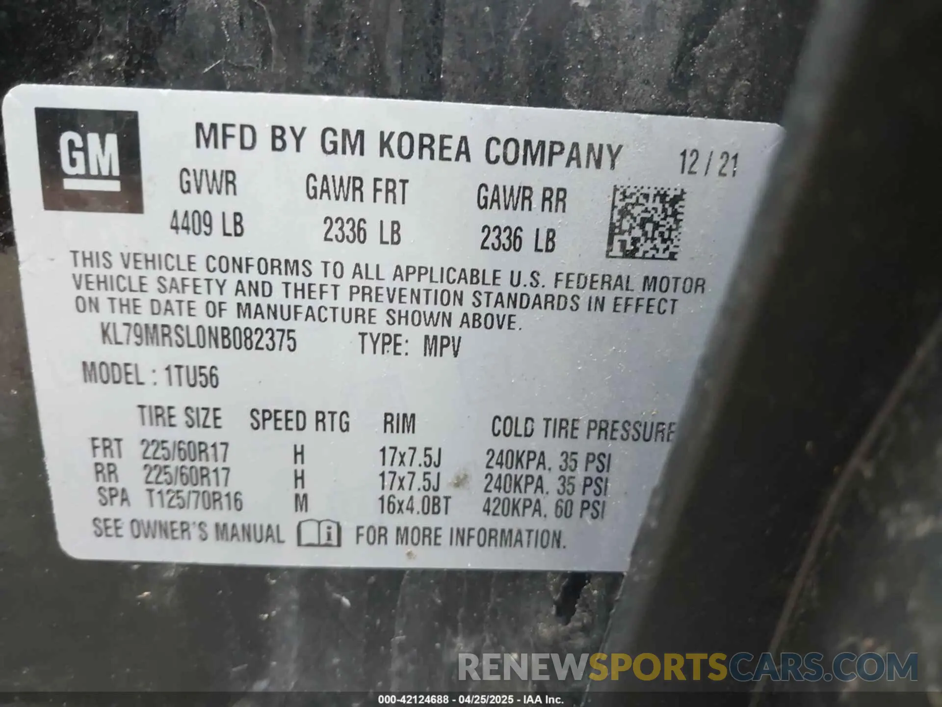 9 Фотография поврежденного автомобиля KL79MRSL0NB082375 CHEVROLET TRAILBLAZER 2022