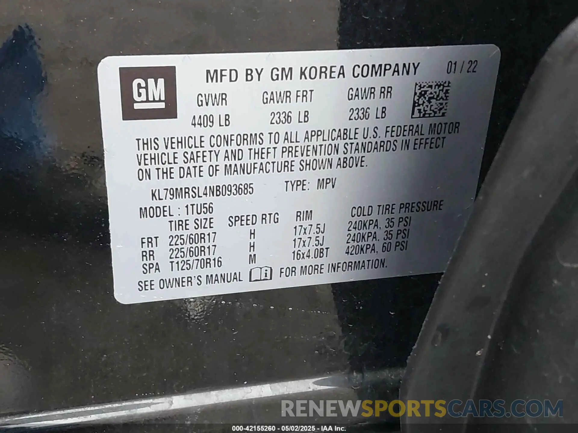 9 Photograph of a damaged car KL79MRSL4NB093685 CHEVROLET TRAILBLAZER 2022