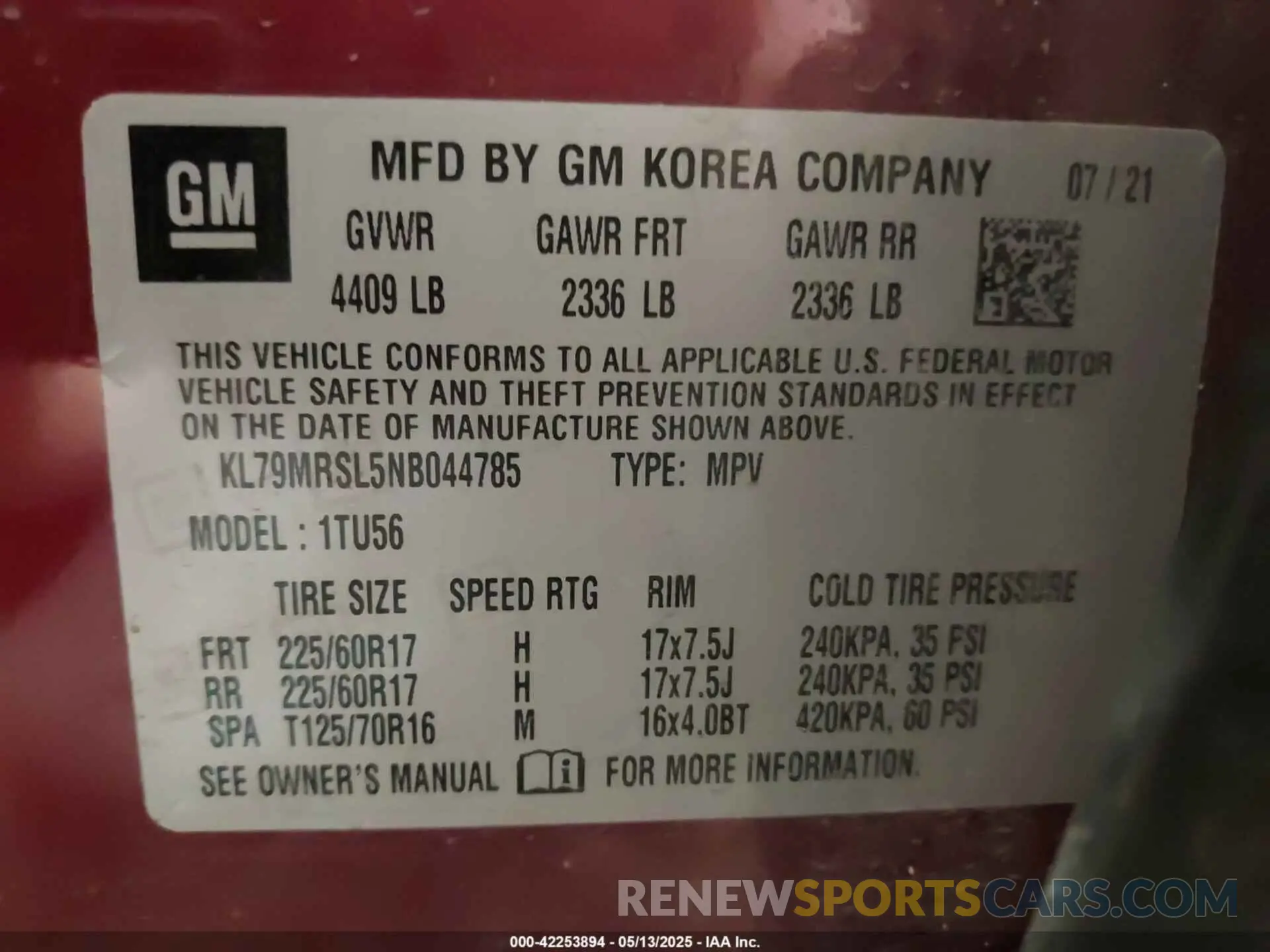 9 Фотография поврежденного автомобиля KL79MRSL5NB044785 CHEVROLET TRAILBLAZER 2022