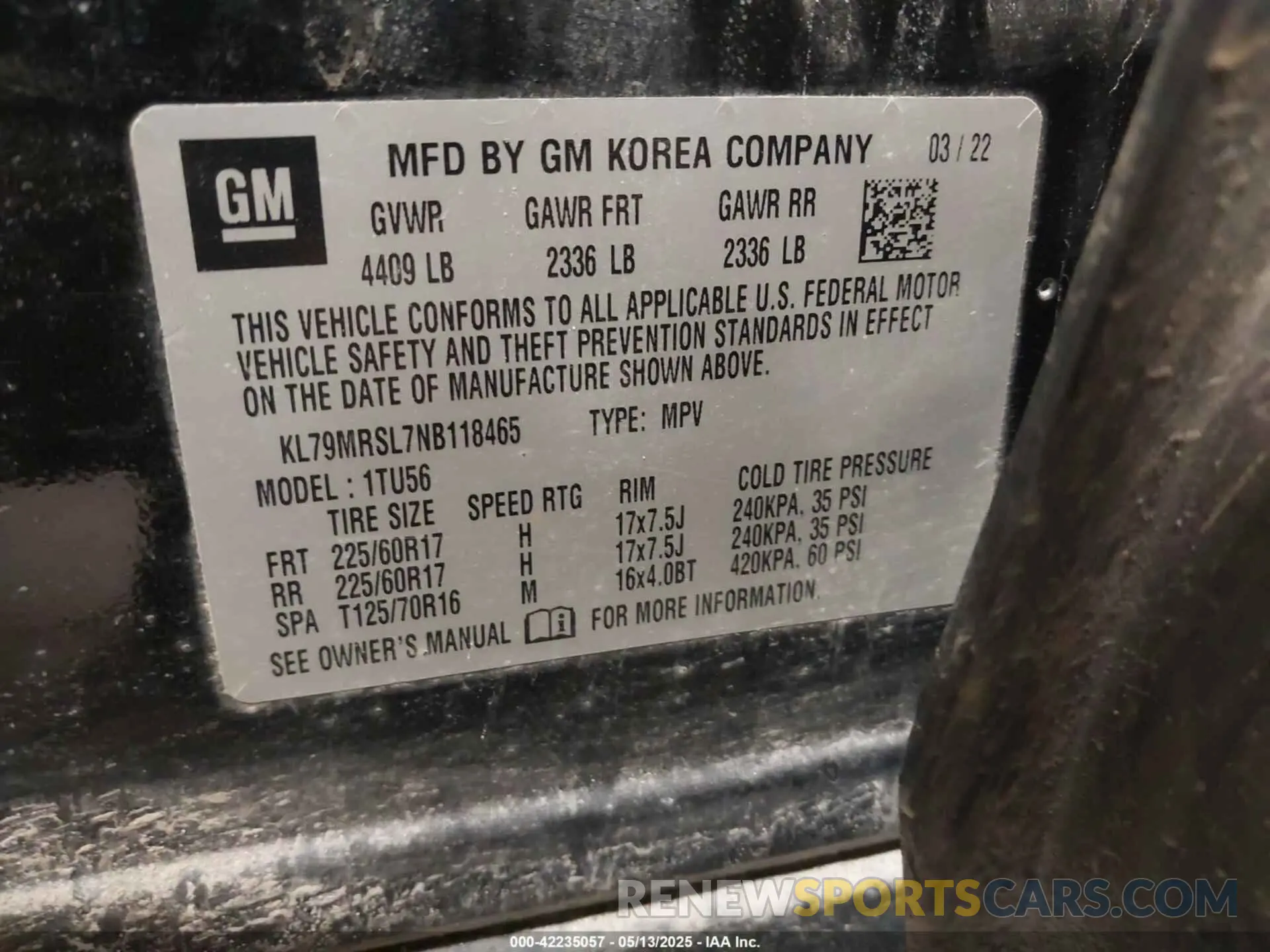 9 Фотография поврежденного автомобиля KL79MRSL7NB118465 CHEVROLET TRAILBLAZER 2022