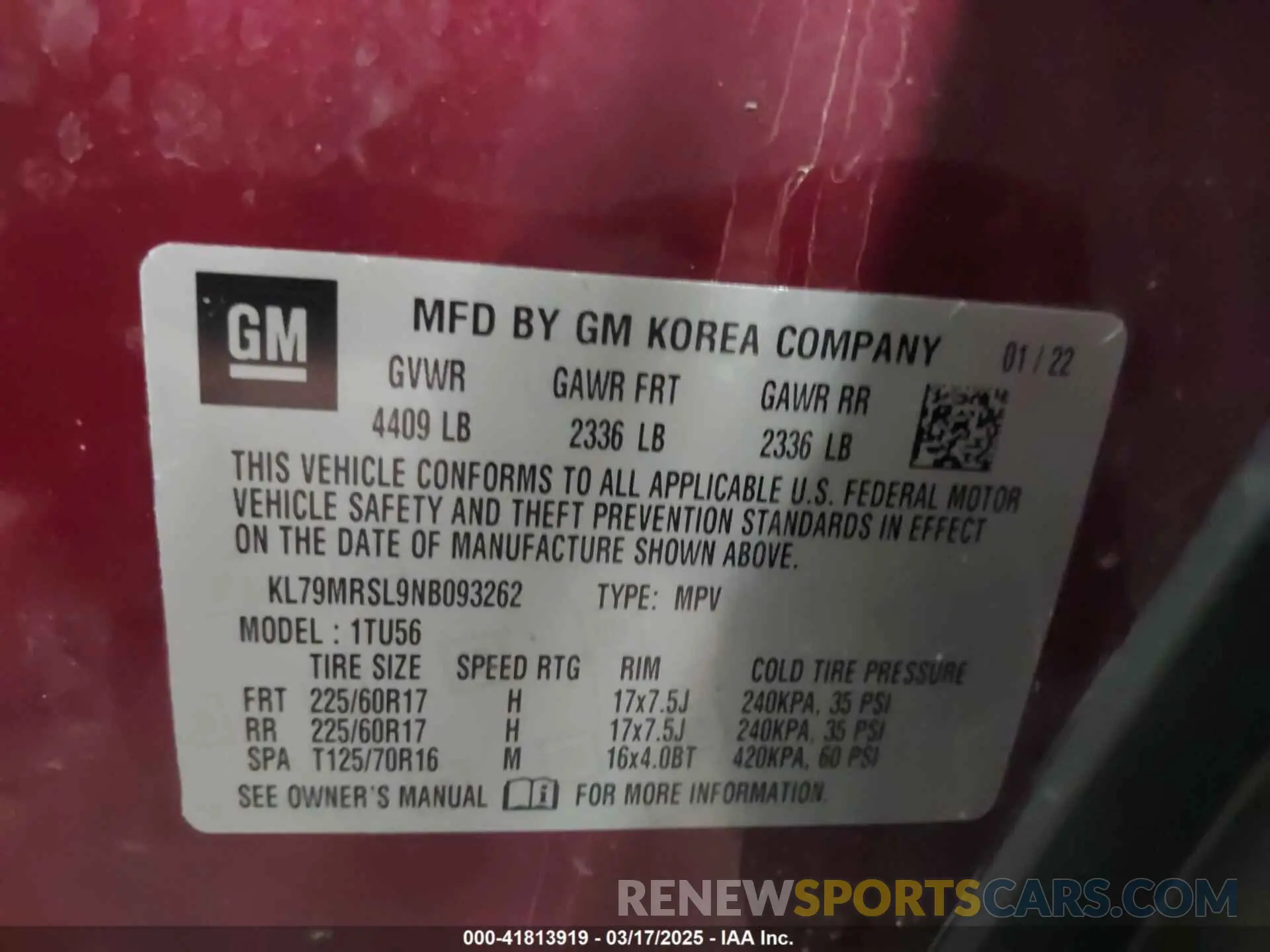 9 Фотография поврежденного автомобиля KL79MRSL9NB093262 CHEVROLET TRAILBLAZER 2022