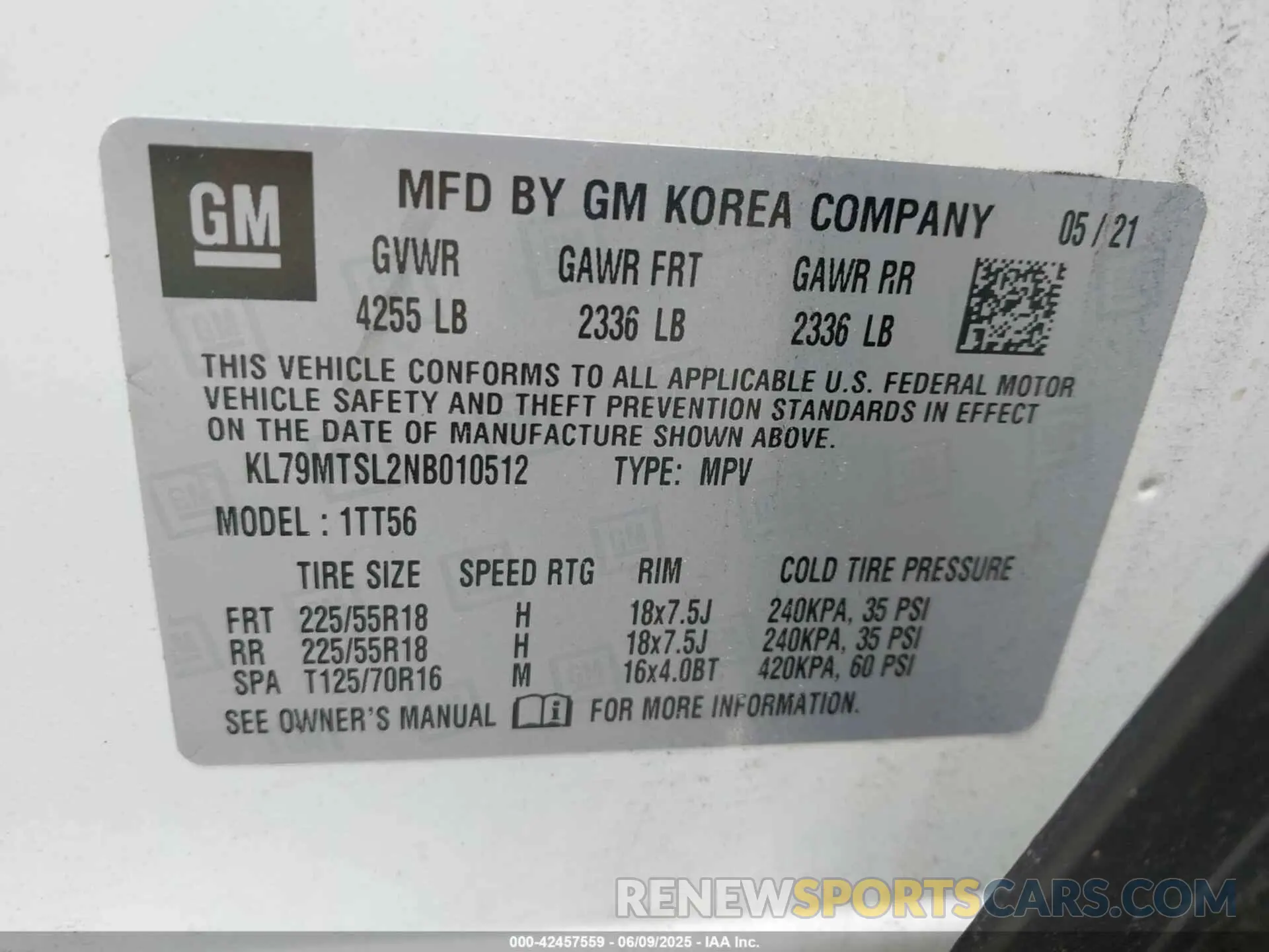 9 Photograph of a damaged car KL79MTSL2NB010512 CHEVROLET TRAILBLAZER 2022