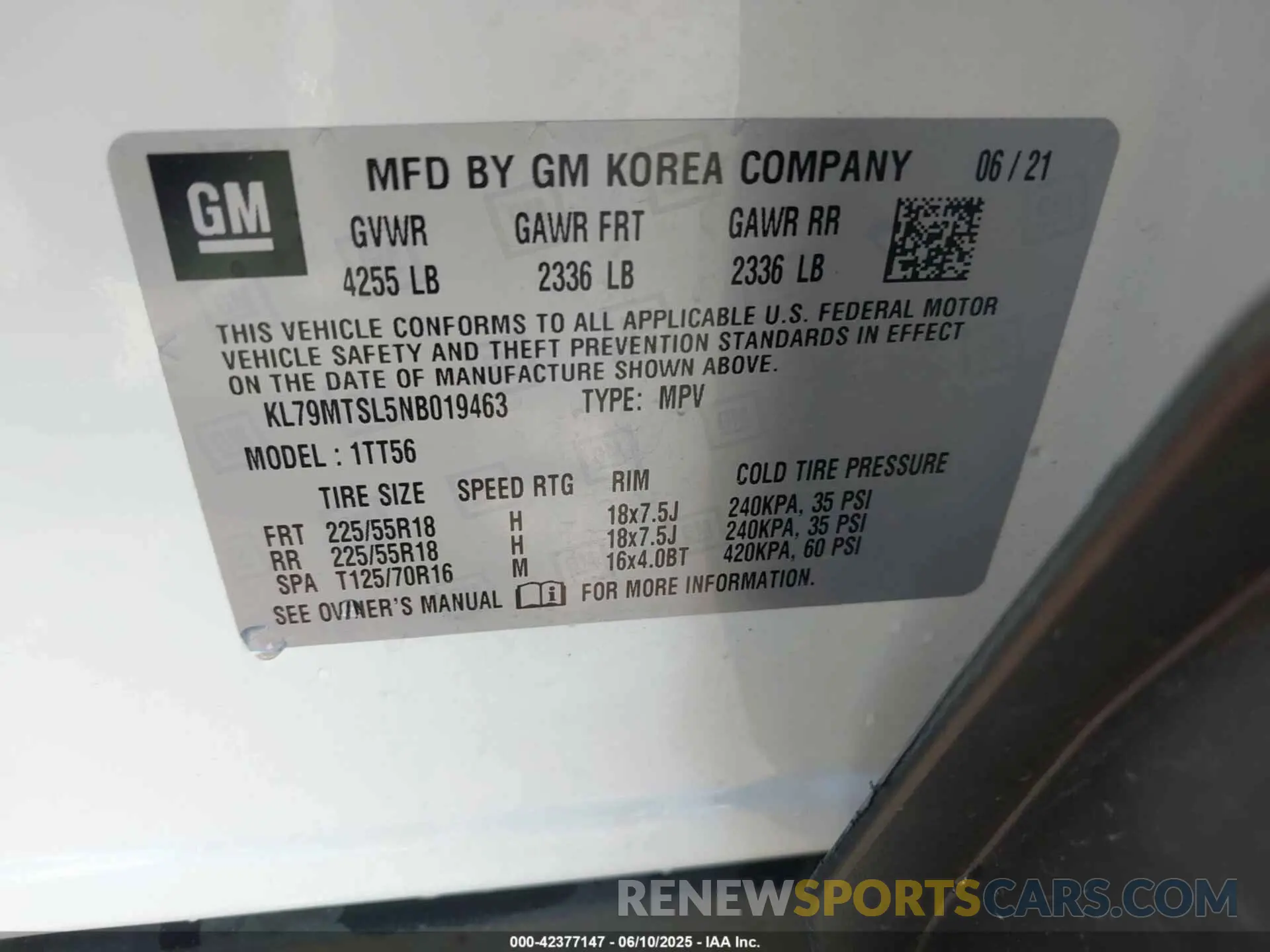 9 Photograph of a damaged car KL79MTSL5NB019463 CHEVROLET TRAILBLAZER 2022