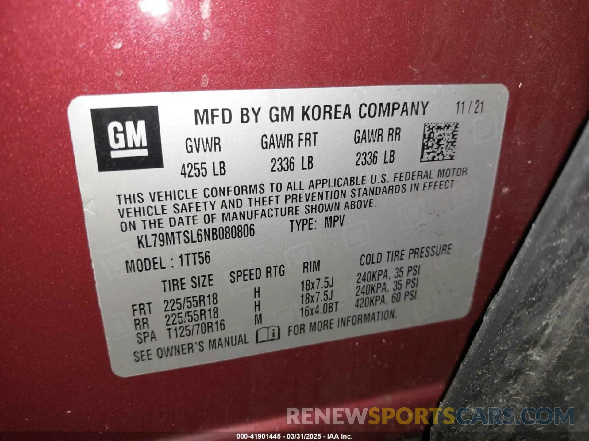 9 Фотография поврежденного автомобиля KL79MTSL6NB080806 CHEVROLET TRAILBLAZER 2022