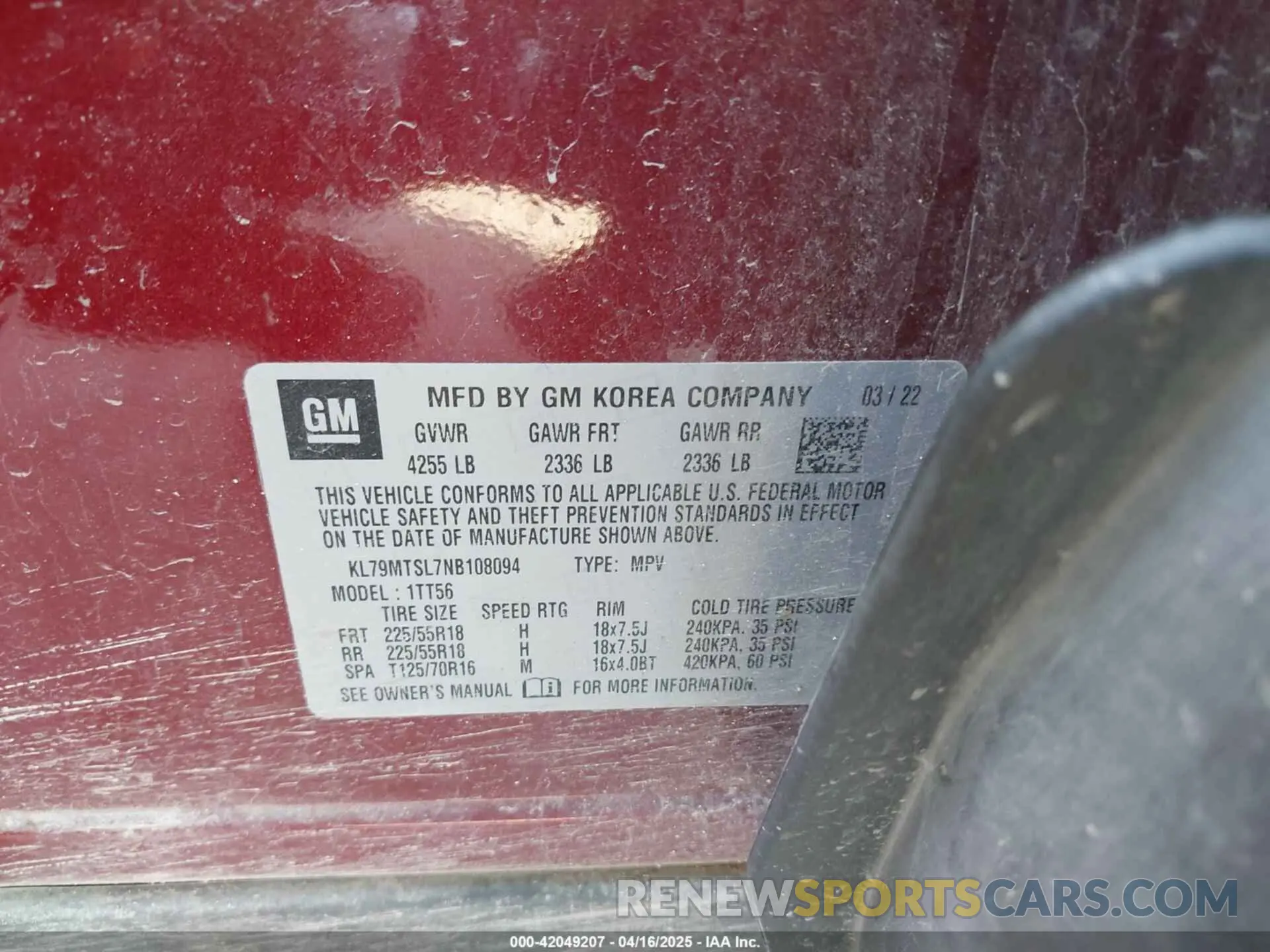 9 Photograph of a damaged car KL79MTSL7NB108094 CHEVROLET TRAILBLAZER 2022