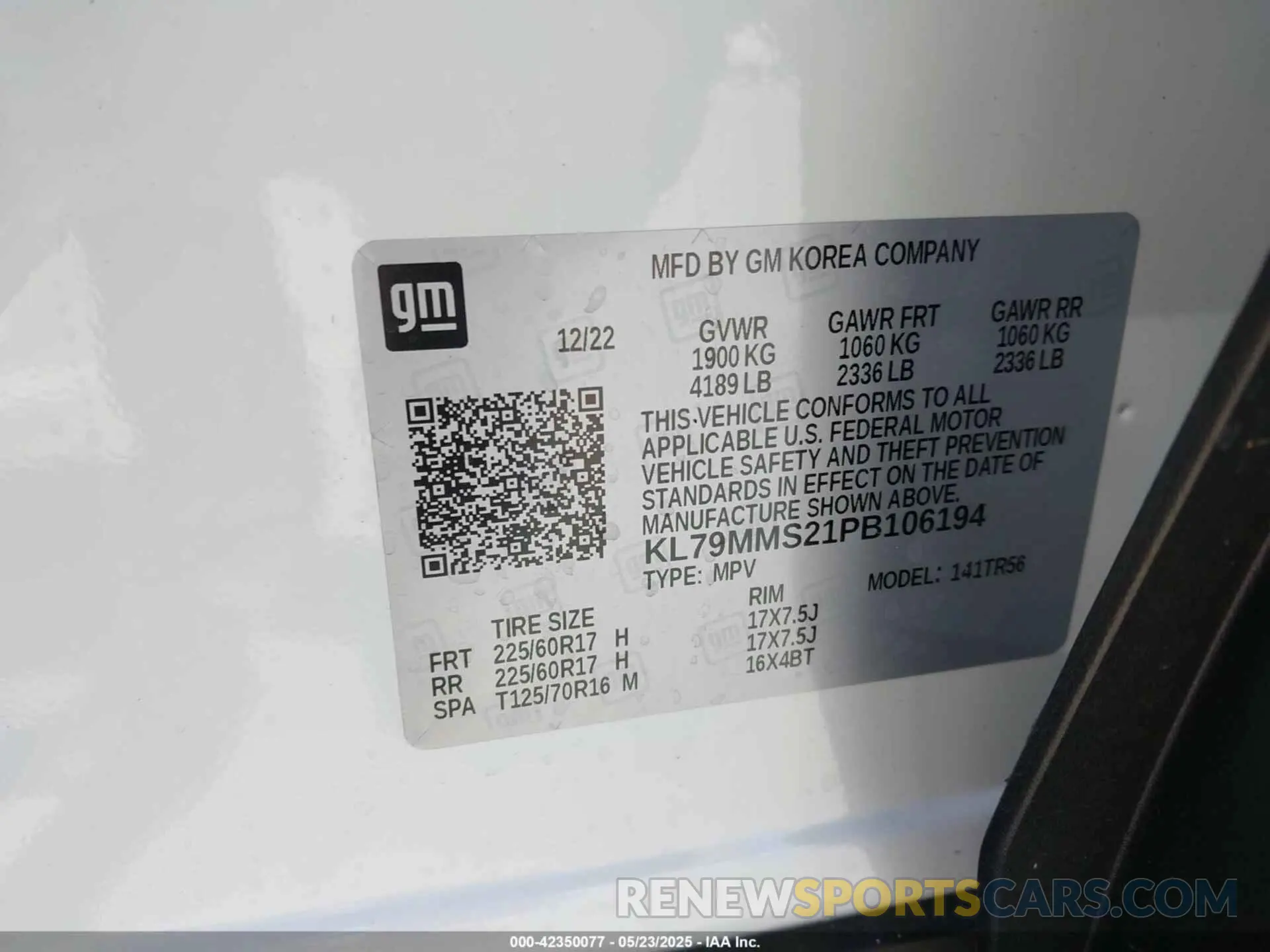 9 Фотография поврежденного автомобиля KL79MMS21PB106194 CHEVROLET TRAILBLAZER 2023