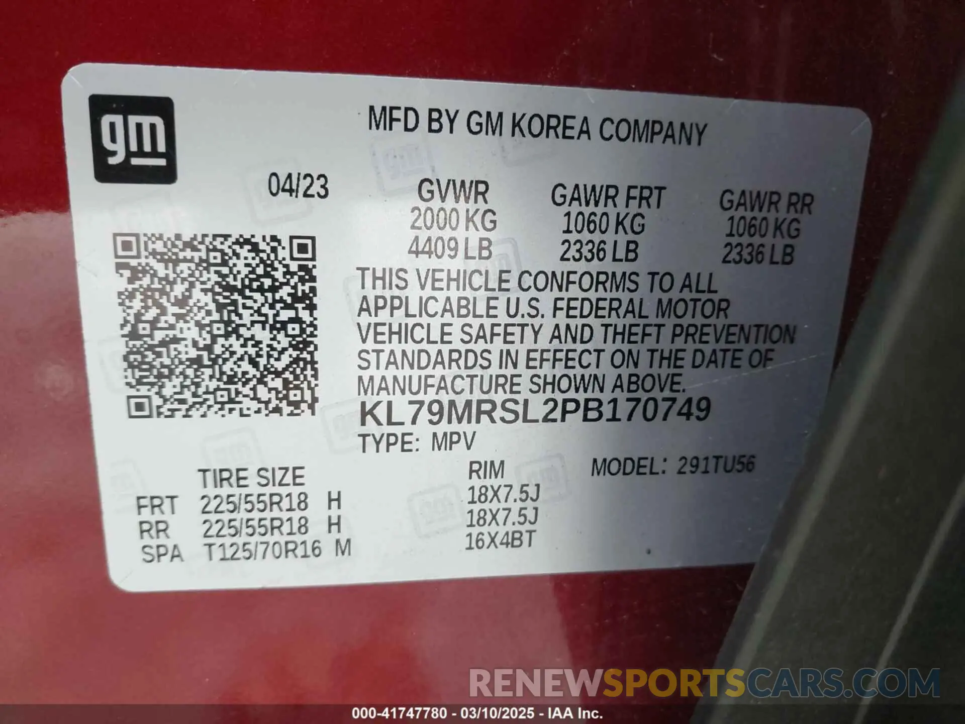 9 Photograph of a damaged car KL79MRSL2PB170749 CHEVROLET TRAILBLAZER 2023