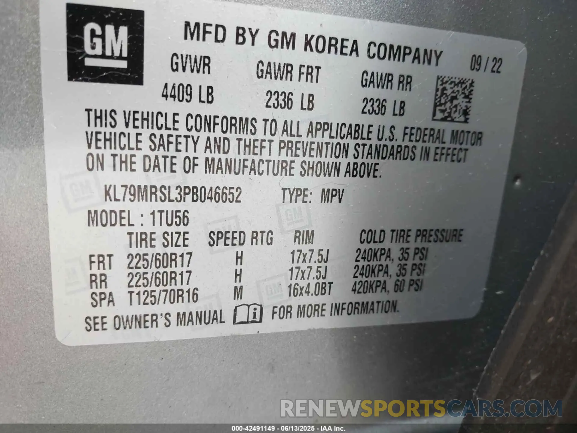 9 Photograph of a damaged car KL79MRSL3PB046652 CHEVROLET TRAILBLAZER 2023
