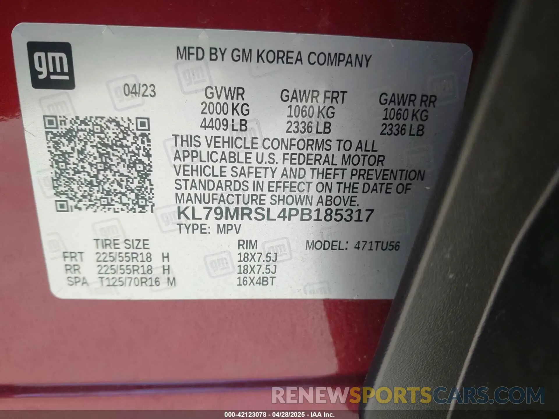 9 Photograph of a damaged car KL79MRSL4PB185317 CHEVROLET TRAILBLAZER 2023