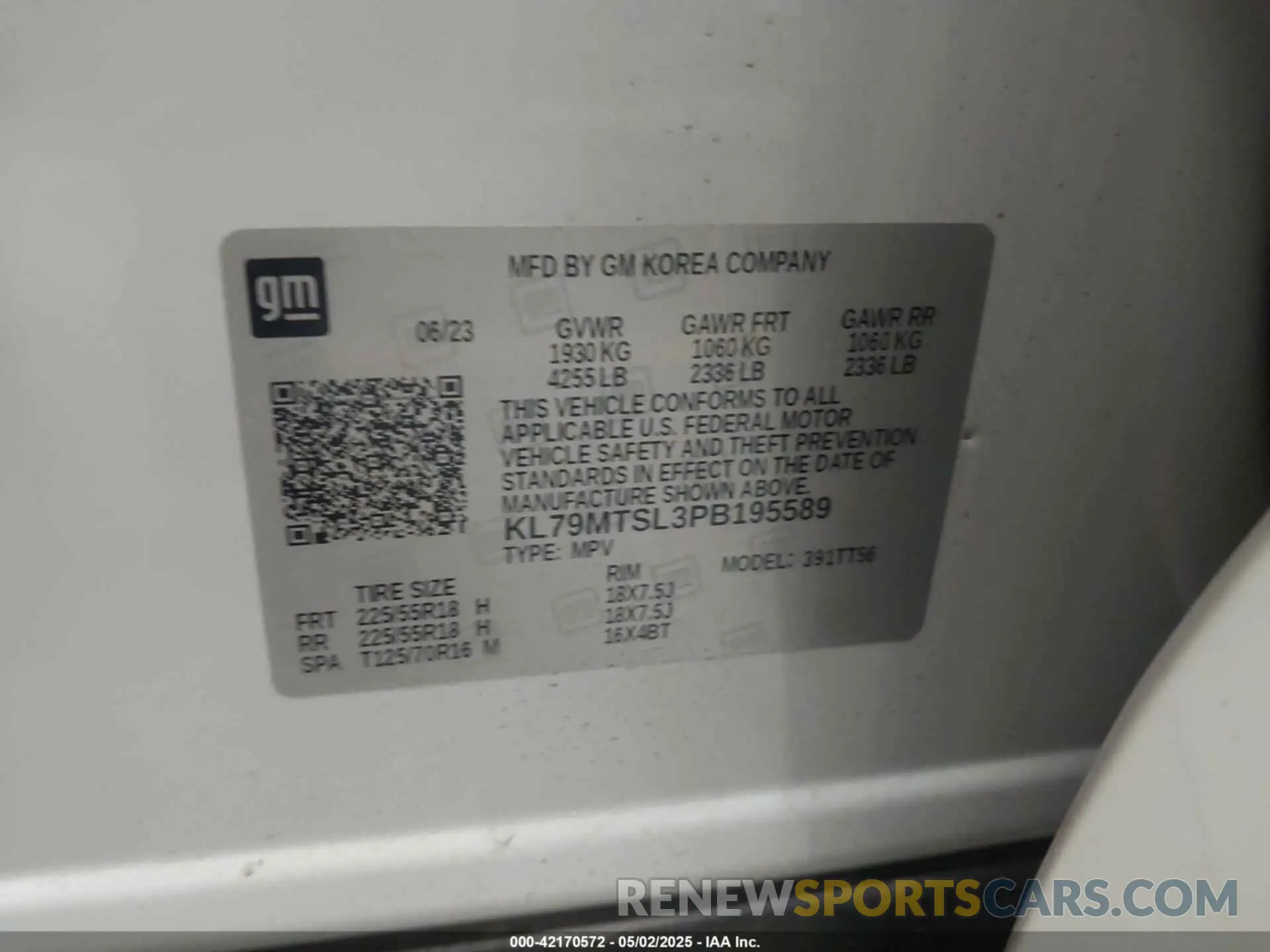 9 Photograph of a damaged car KL79MTSL3PB195589 CHEVROLET TRAILBLAZER 2023