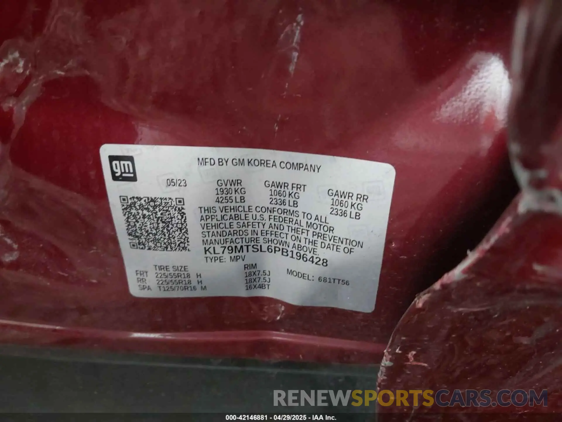 9 Photograph of a damaged car KL79MTSL6PB196428 CHEVROLET TRAILBLAZER 2023