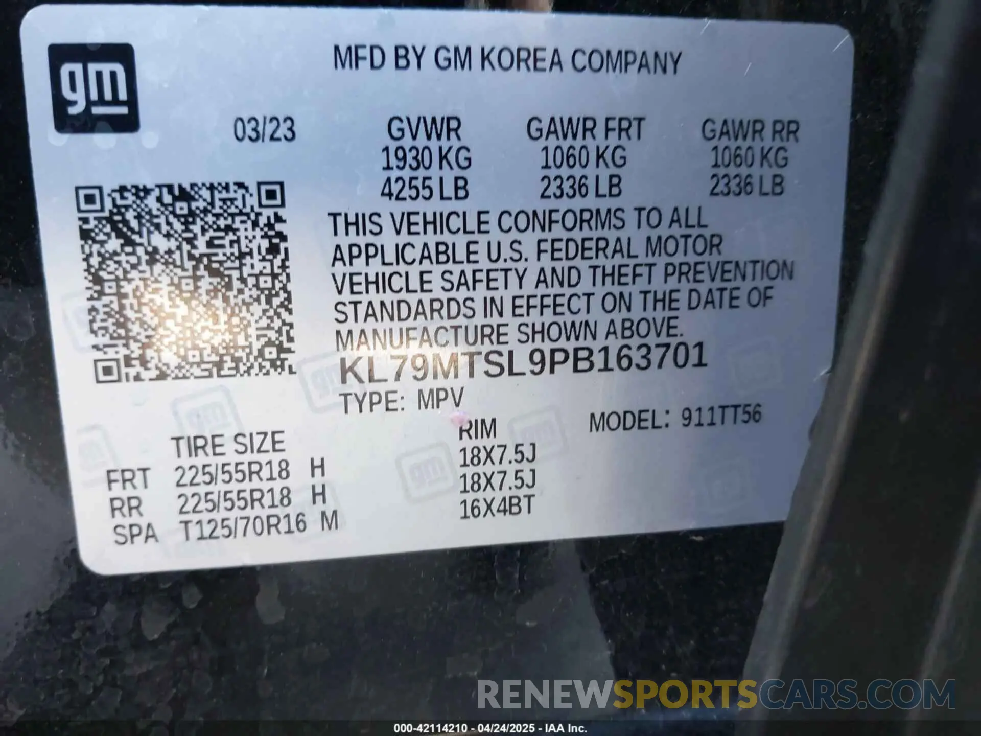 9 Photograph of a damaged car KL79MTSL9PB163701 CHEVROLET TRAILBLAZER 2023