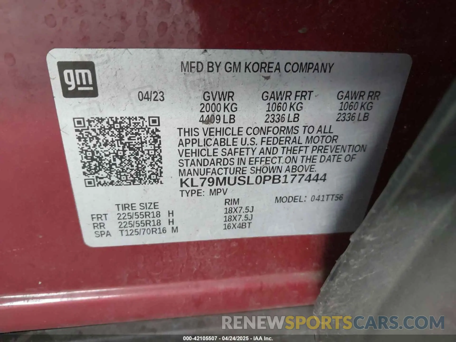 9 Photograph of a damaged car KL79MUSL0PB177444 CHEVROLET TRAILBLAZER 2023