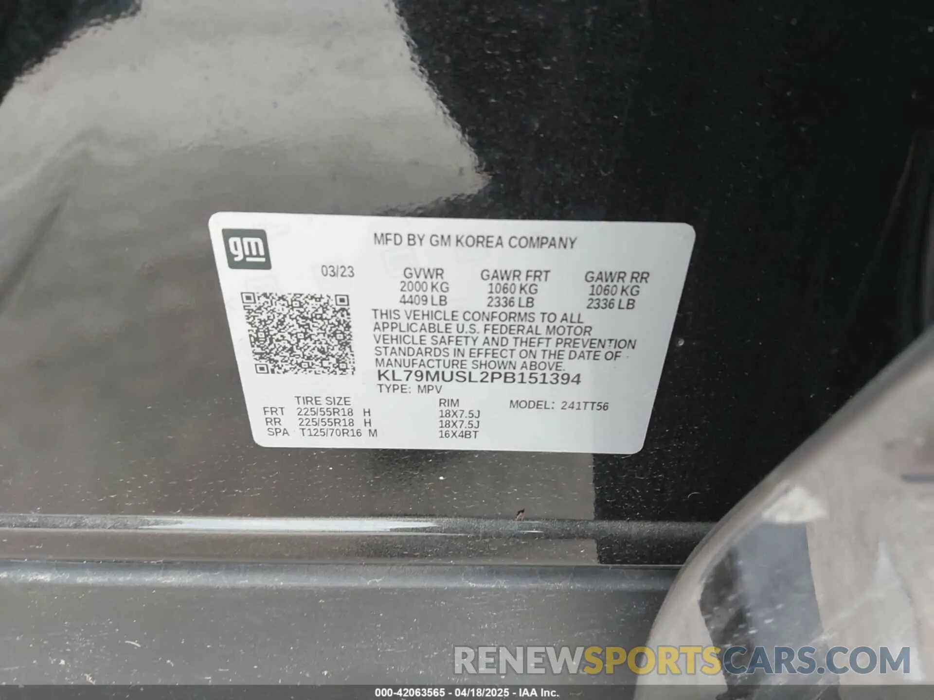 9 Photograph of a damaged car KL79MUSL2PB151394 CHEVROLET TRAILBLAZER 2023