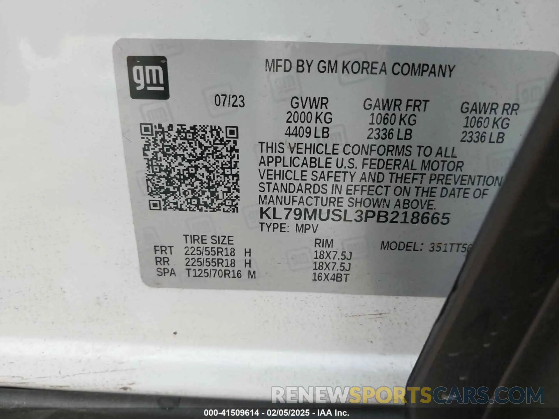 9 Фотография поврежденного автомобиля KL79MUSL3PB218665 CHEVROLET TRAILBLAZER 2023