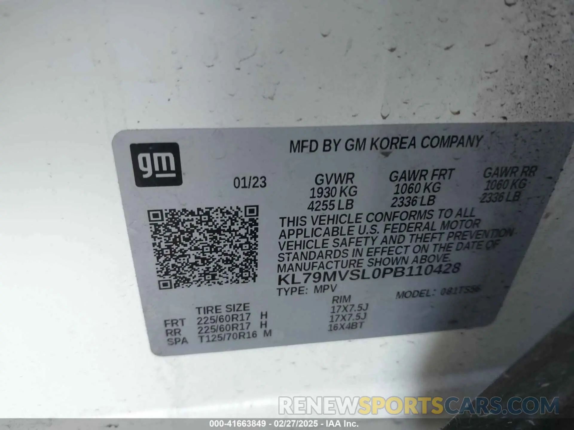 9 Фотография поврежденного автомобиля KL79MVSL0PB110428 CHEVROLET TRAILBLAZER 2023