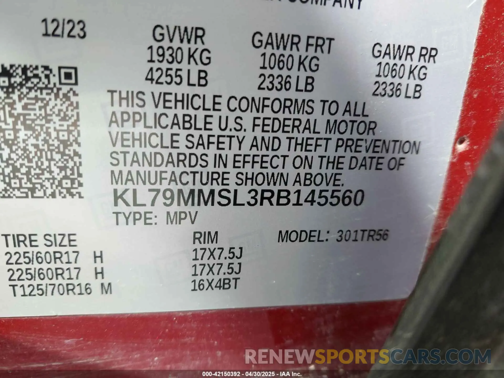 9 Photograph of a damaged car KL79MMSL3RB145560 CHEVROLET TRAILBLAZER 2024