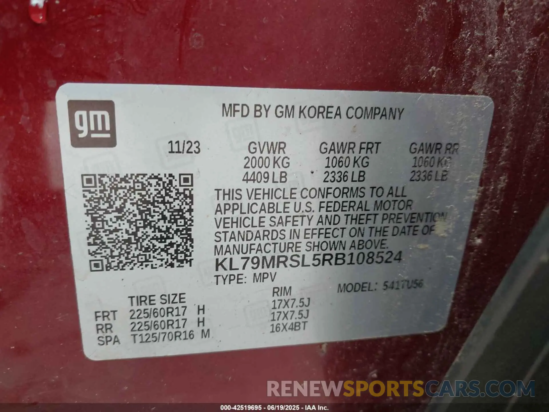 9 Photograph of a damaged car KL79MRSL5RB108524 CHEVROLET TRAILBLAZER 2024