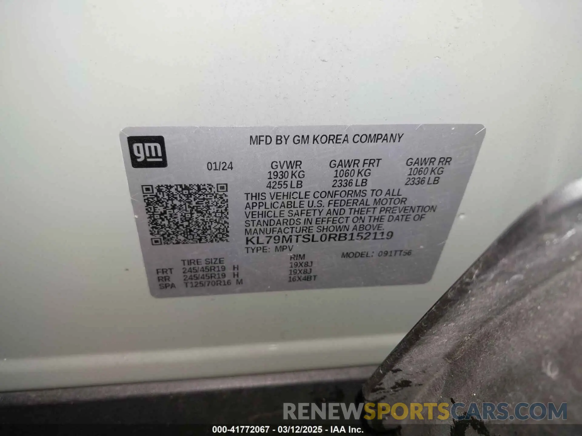 9 Фотография поврежденного автомобиля KL79MTSL0RB152119 CHEVROLET TRAILBLAZER 2024