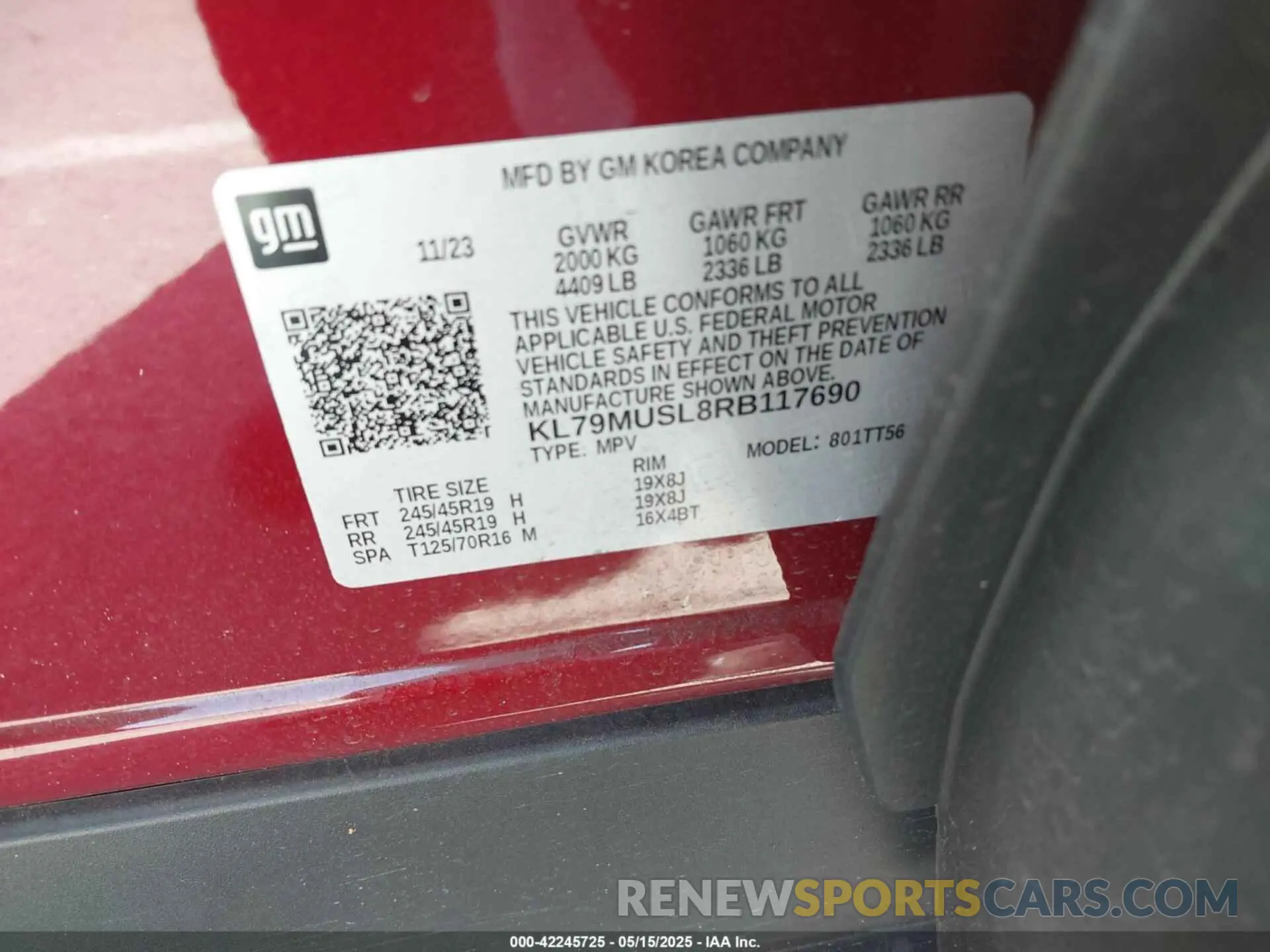 9 Photograph of a damaged car KL79MUSL8RB117690 CHEVROLET TRAILBLAZER 2024