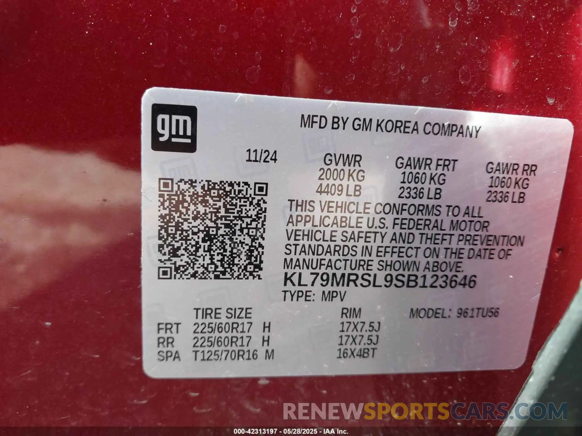 9 Photograph of a damaged car KL79MRSL9SB123646 CHEVROLET TRAILBLAZER 2025