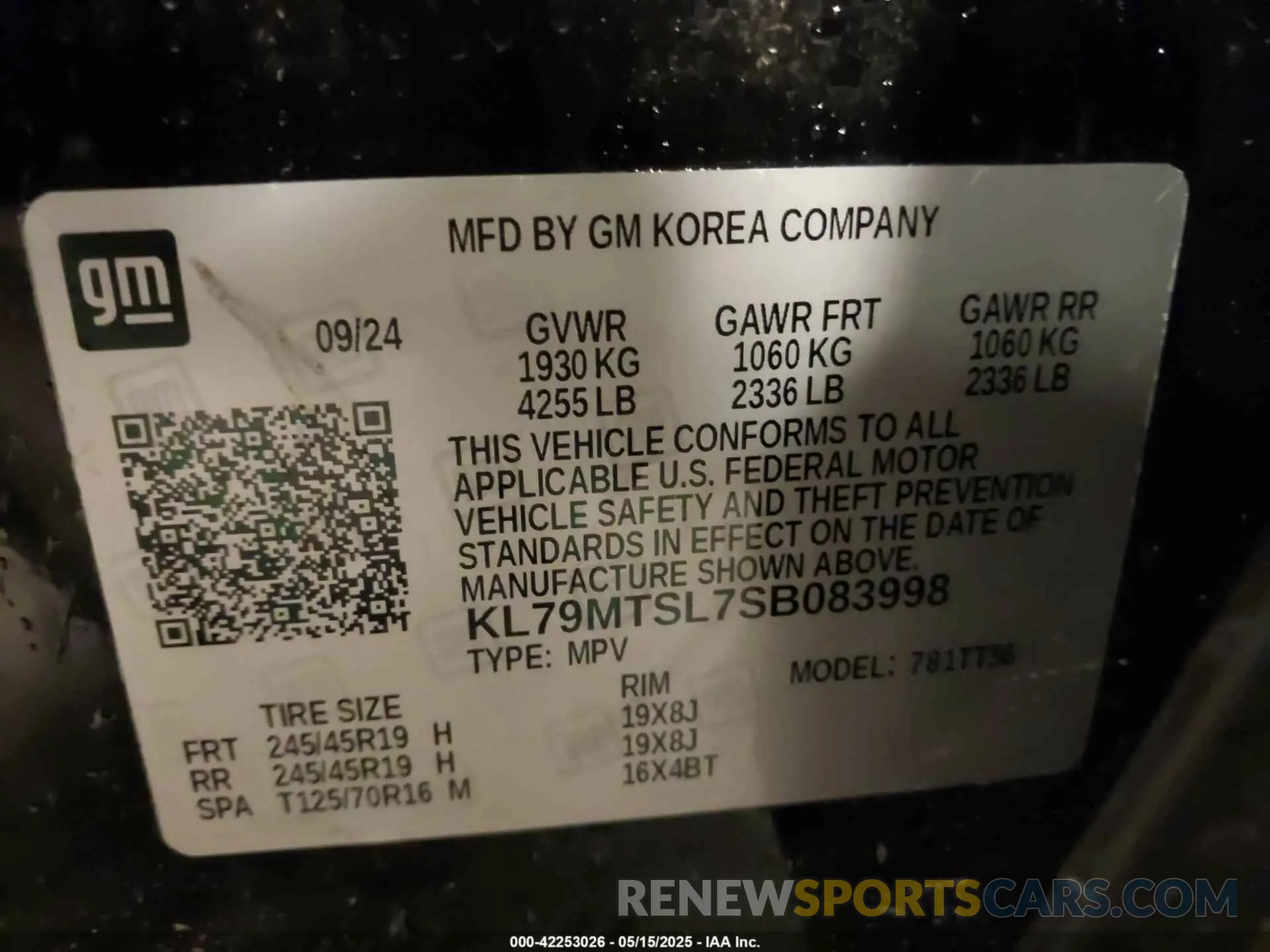 9 Фотография поврежденного автомобиля KL79MTSL7SB083998 CHEVROLET TRAILBLAZER 2025